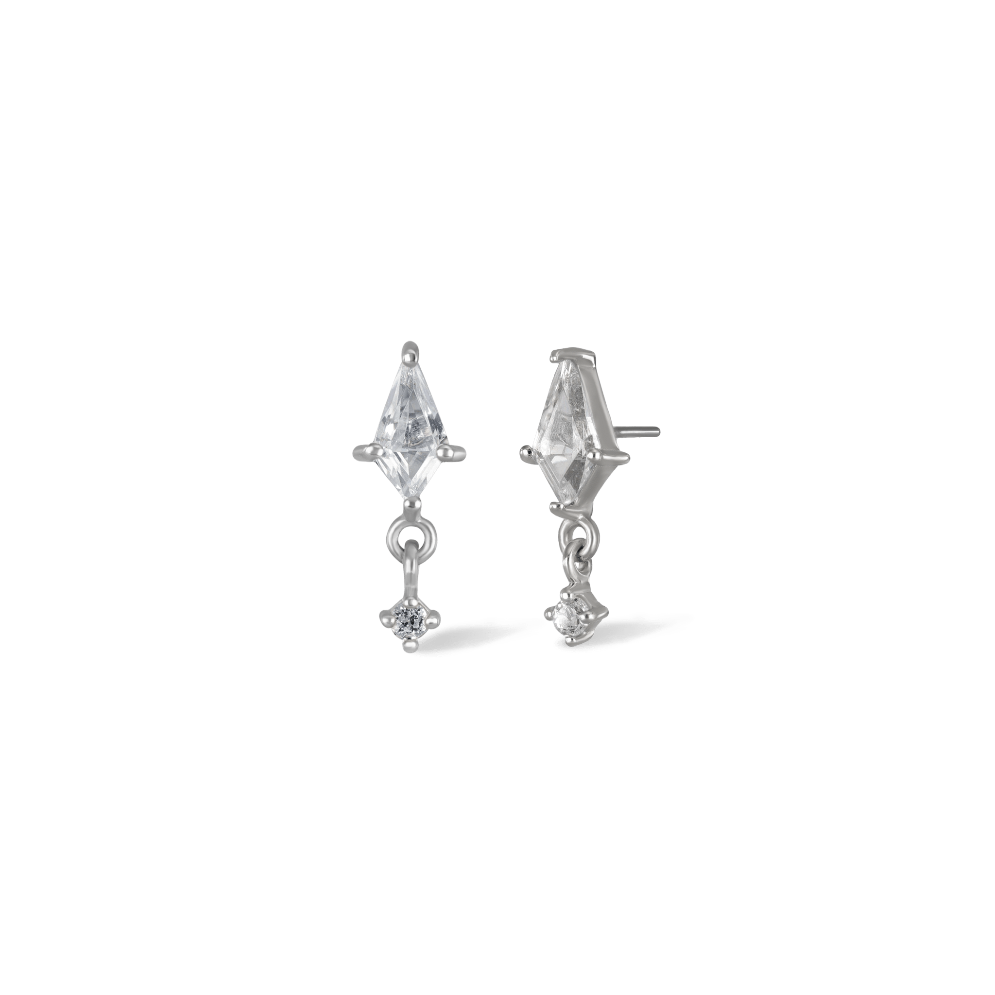 BEATTI Threadless Ends Silver / White Topaz Celeste • White Topaz Threadless Ends BTE018 Celeste • White Topaz Threadless Ends