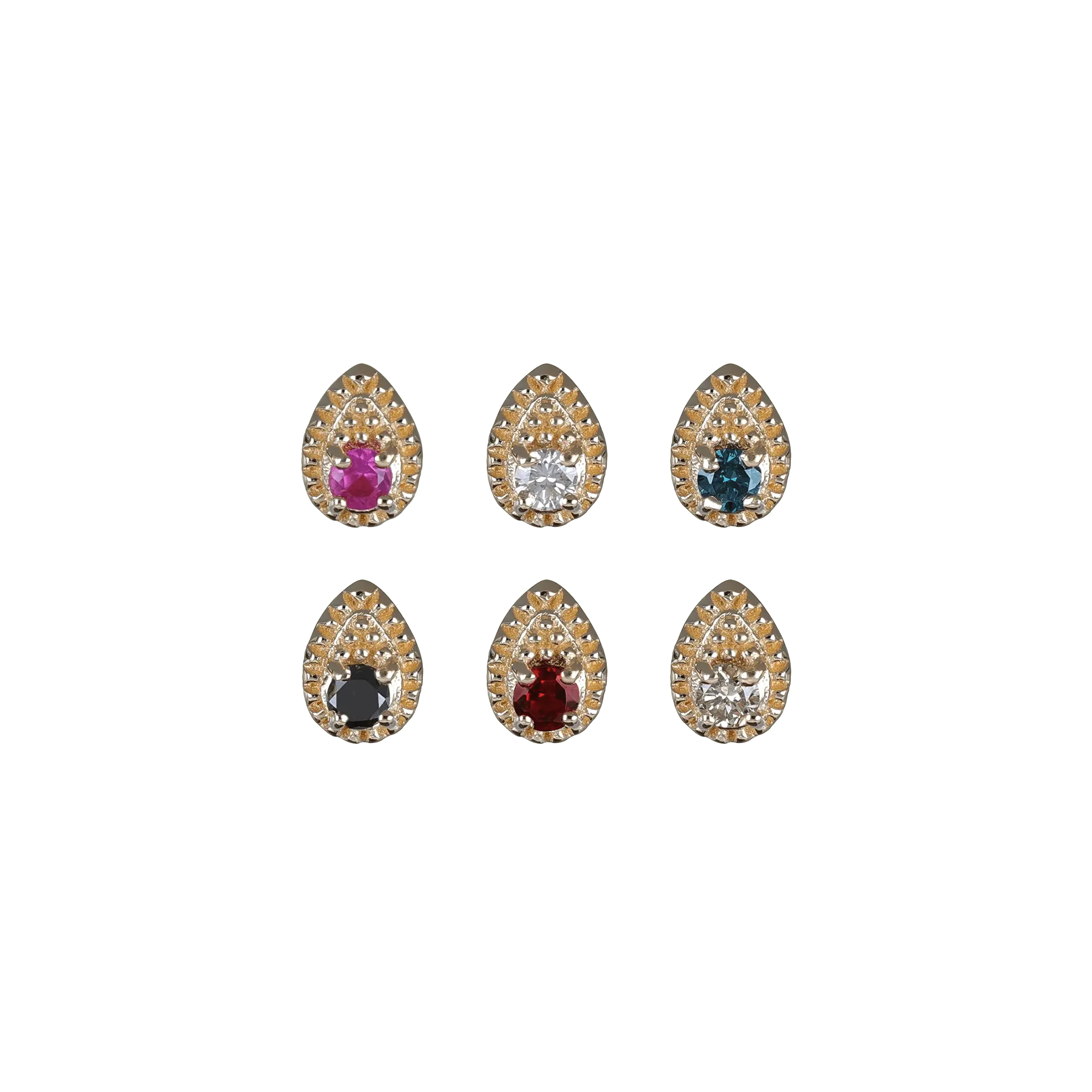 BEATTI Threadless Ends Clio • 14K Gold Tiny Teardrop Genuine Diamond Flat Back Stud Clio • 14K Gold Tiny Teardrop Genuine Diamond Flat Back Stud