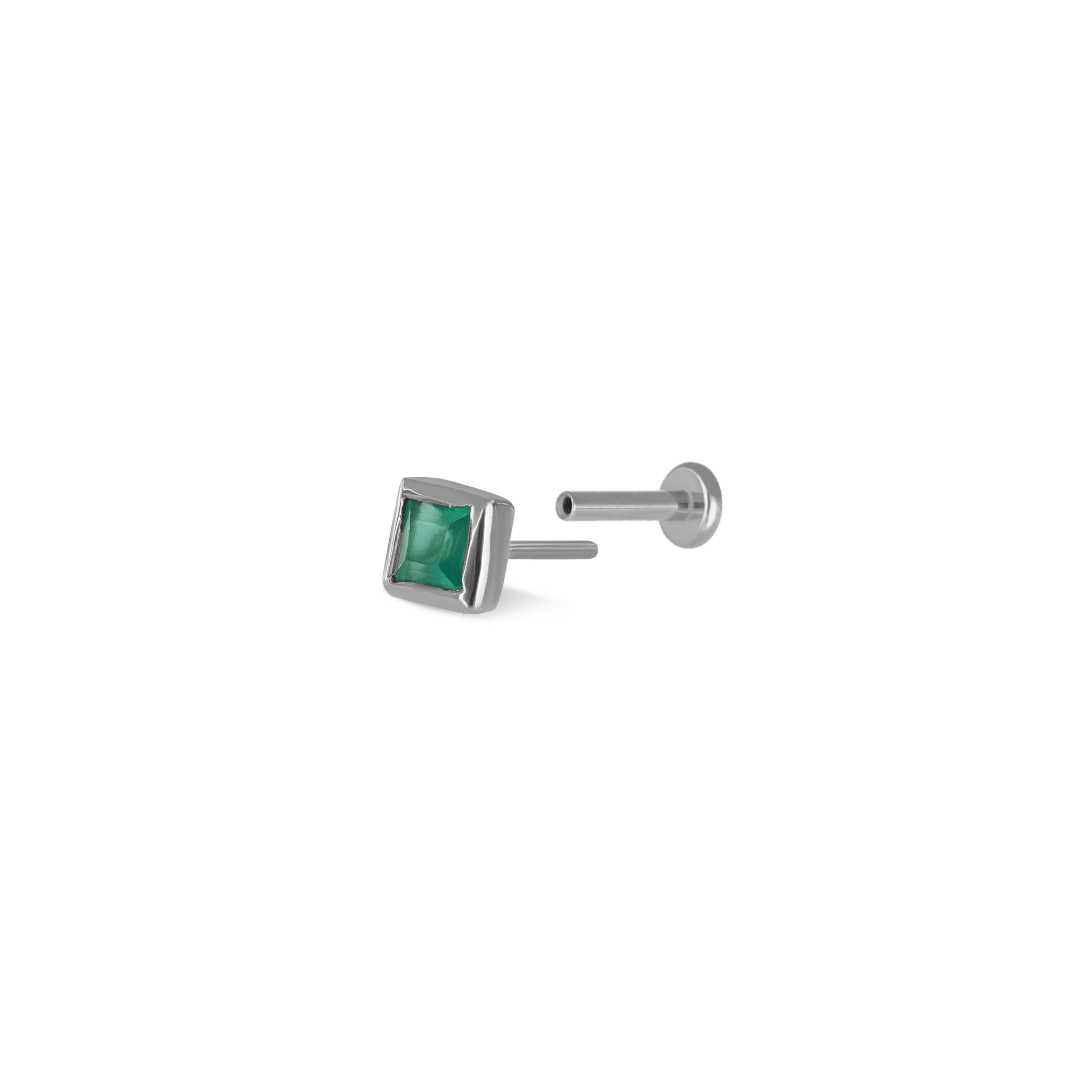 BEATTI Threadless Ends Dora • Green Onyx Flat Back Stud Dora • Green Onyx Flat Back Stud