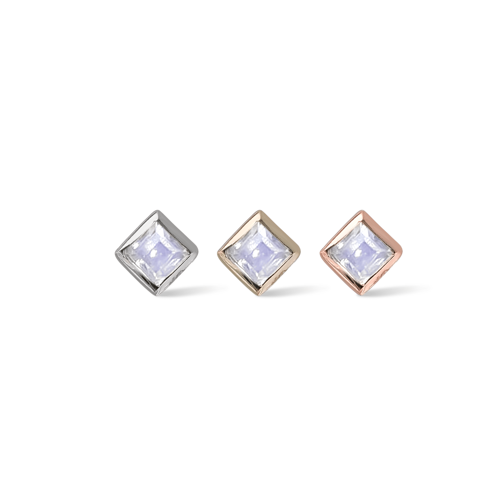 BEATTI Threadless Ends Dora • Rainbow Moonstone Flat Back Stud Dora • Rainbow Moonstone Flat Back Stud