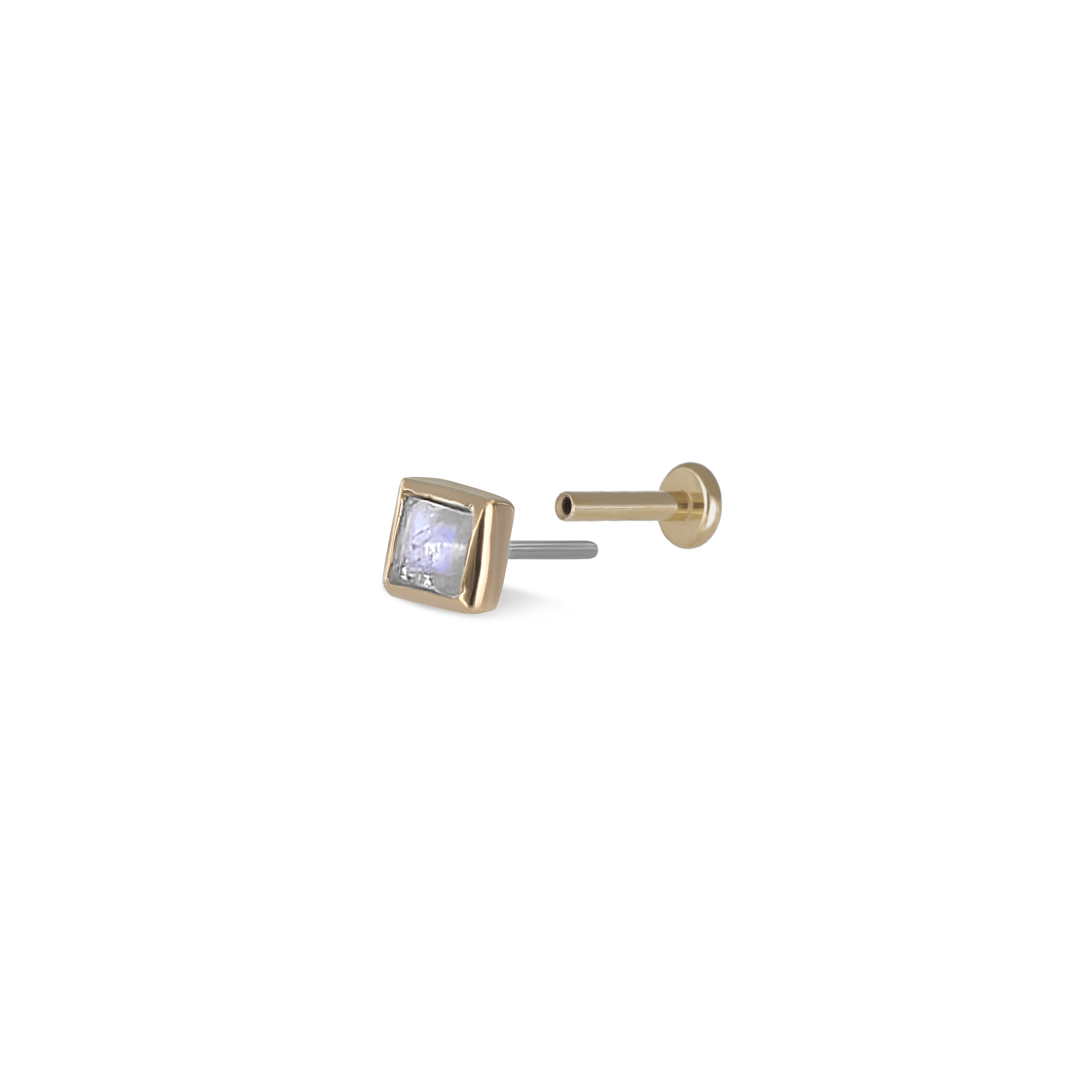 BEATTI Threadless Ends Gold / Rainbow Moonstone Dora • Rainbow Moonstone Flat Back Stud BTPR044-MR Dora • Rainbow Moonstone Flat Back Stud