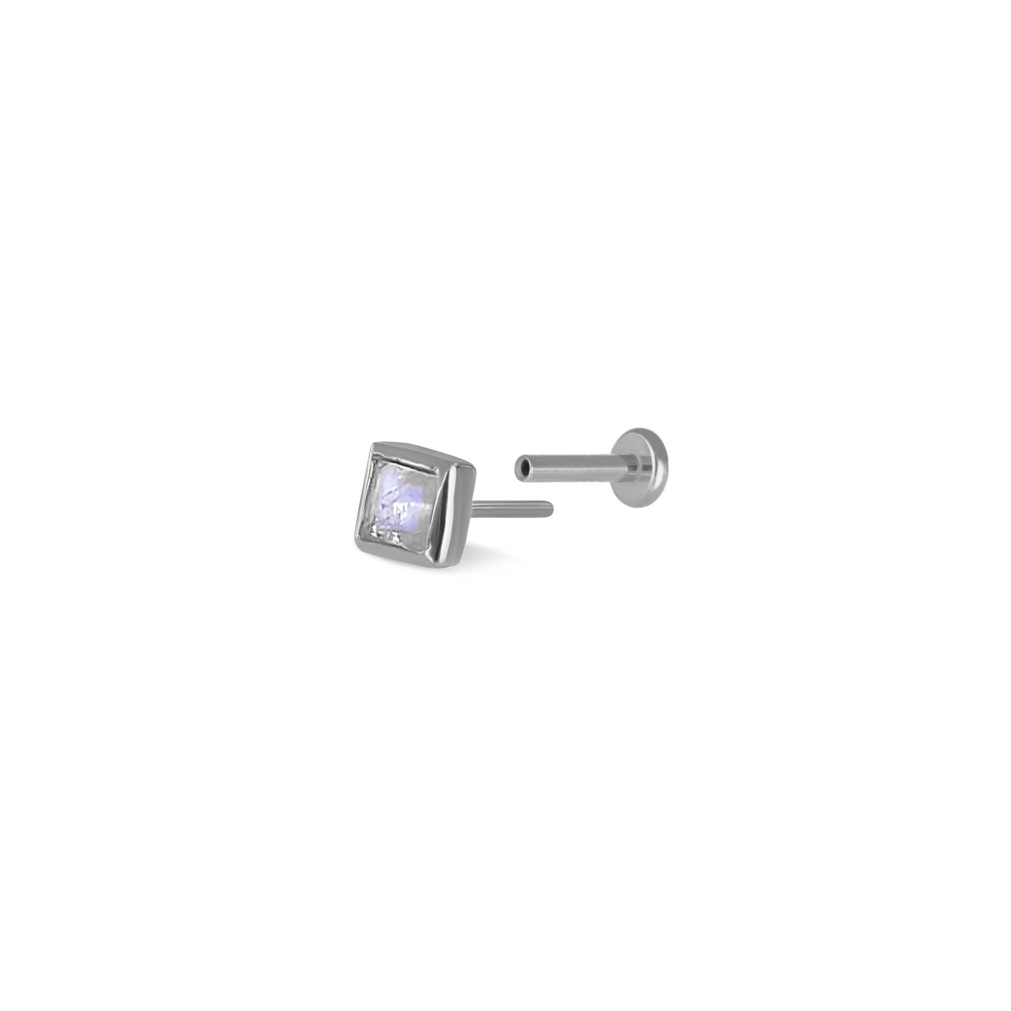 BEATTI Threadless Ends Silver / Rainbow Moonstone Dora • Rainbow Moonstone Flat Back Stud BTPR044-MR Dora • Rainbow Moonstone Flat Back Stud