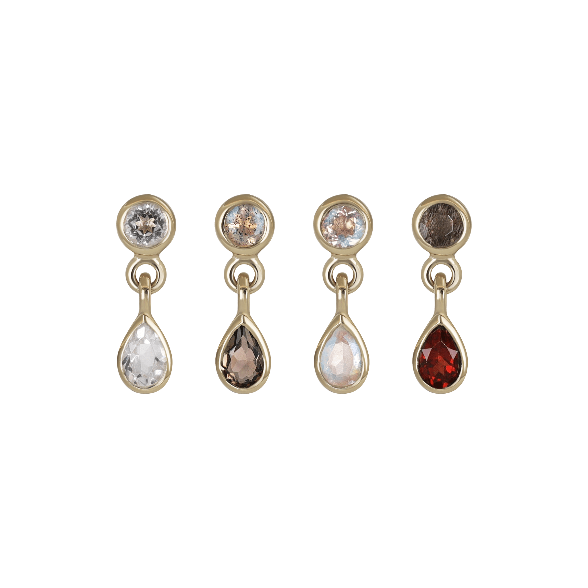 BEATTI Threadless Ends Echo • Dangle Gemstone Threadless Ends Echo 14K Gold Dangle Charm Threadless Ends Natural Gemstones