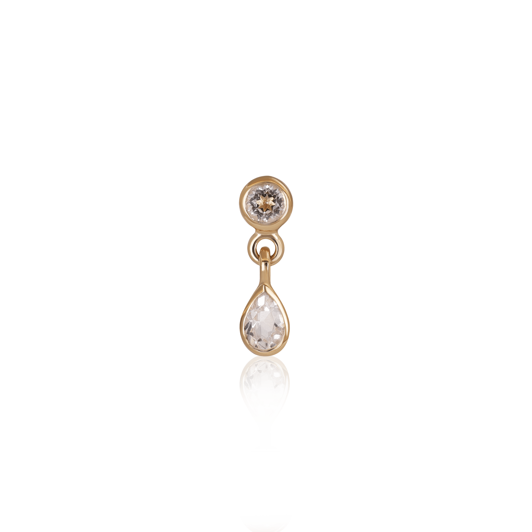 BEATTI Threadless Ends Gold / White Topaz Echo • Dangle Gemstone Threadless Ends BTEG004 Echo 14K Gold Dangle Charm Threadless Ends Natural Gemstones