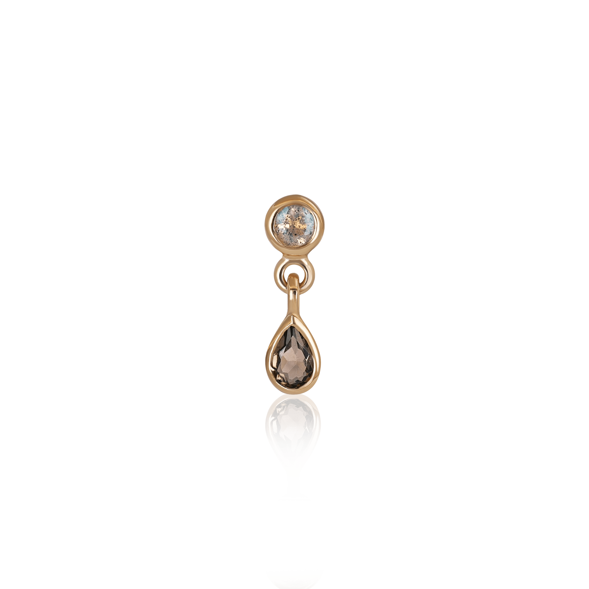 BEATTI Threadless Ends Gold / Labradorite + Smoky Quartz Echo • Dangle Gemstone Threadless Ends BTEG004 Echo 14K Gold Dangle Charm Threadless Ends Natural Gemstones