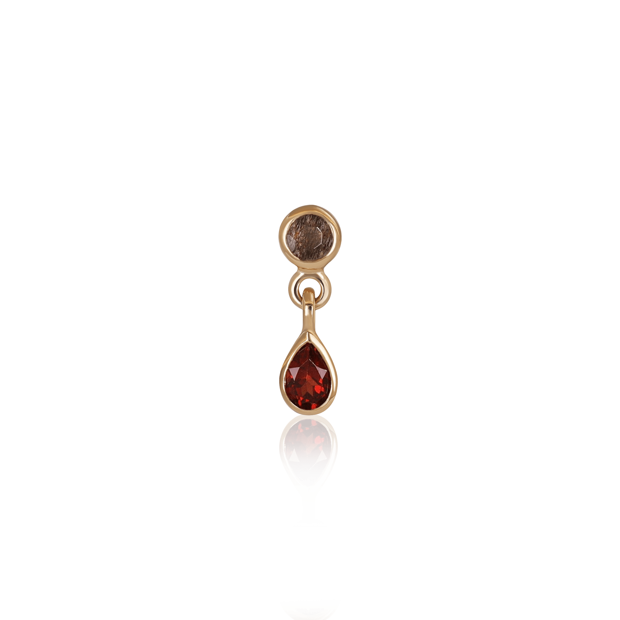 BEATTI Threadless Ends Gold / Black Labradorite + Garnet Echo • Dangle Gemstone Threadless Ends BTEG004 Echo 14K Gold Dangle Charm Threadless Ends Natural Gemstones