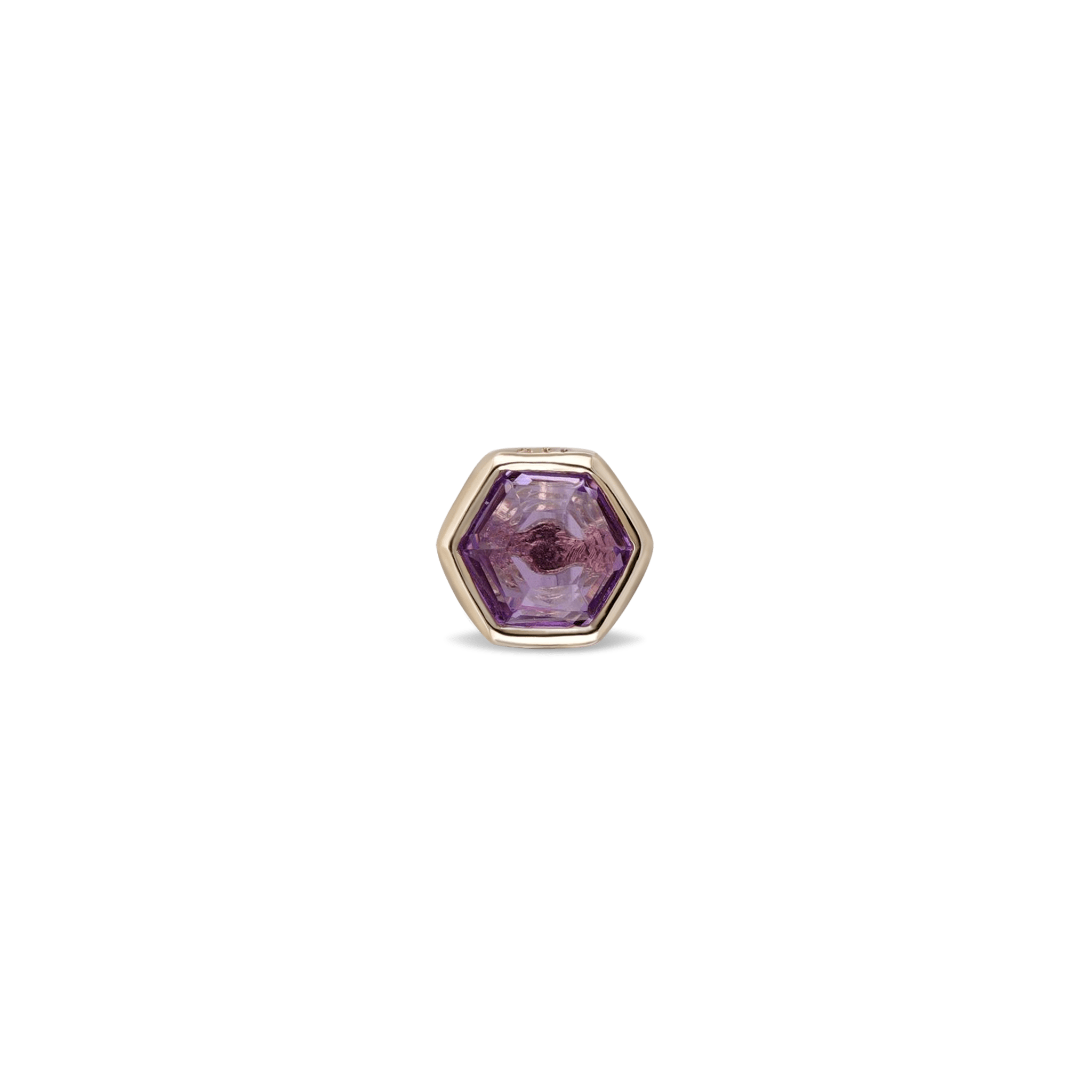 BEATTI Threadless Ends Gold / Amethyst Ela • 14K Gold Hexagon Gemstone Threadless Ends • Amethyst BTEG006 Ela • 14K Gold Hexagon Gemstone Threadless Ends • Amethyst
