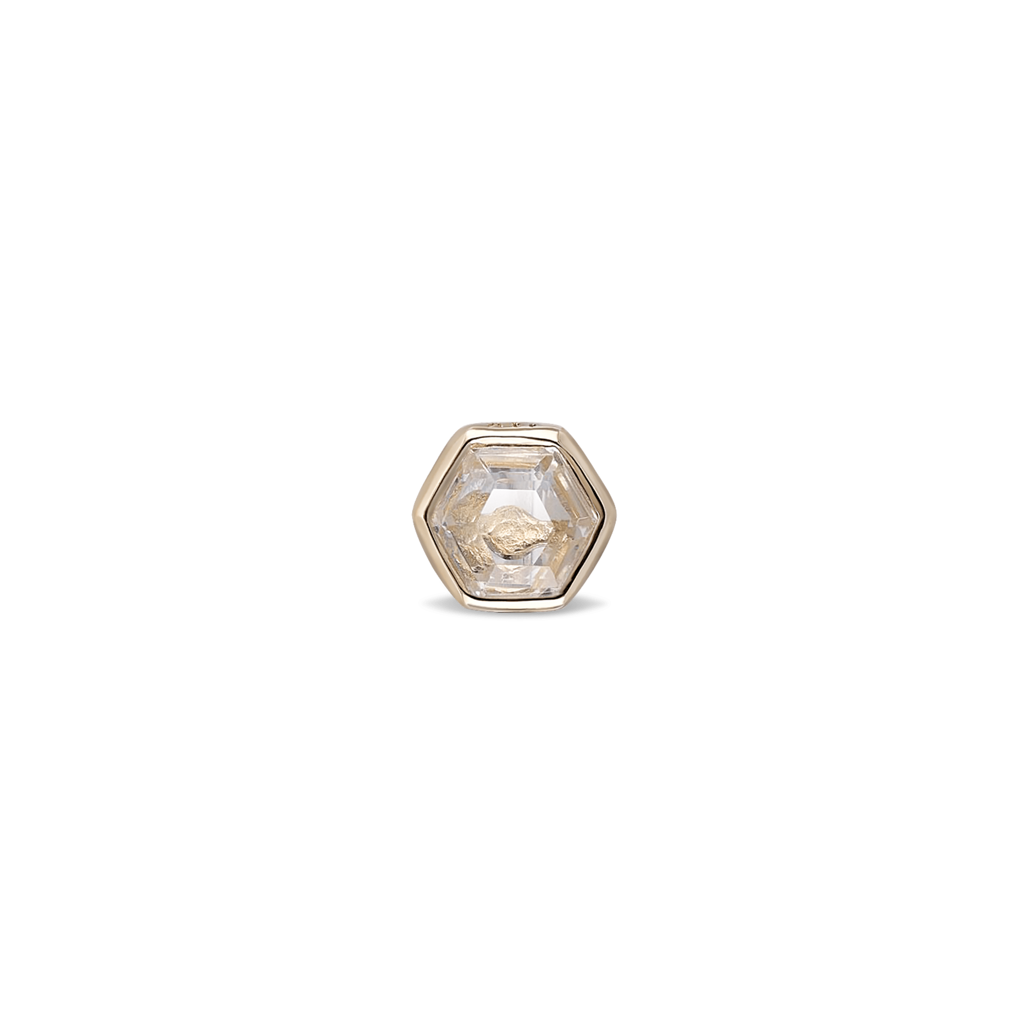 BEATTI Threadless Ends Gold / White Topaz Ela • 14K Gold Hexagon Gemstone Threadless Ends • White Topaz BTEG006 Ela • 14K Gold Hexagon Gemstone Threadless Ends • White Topaz