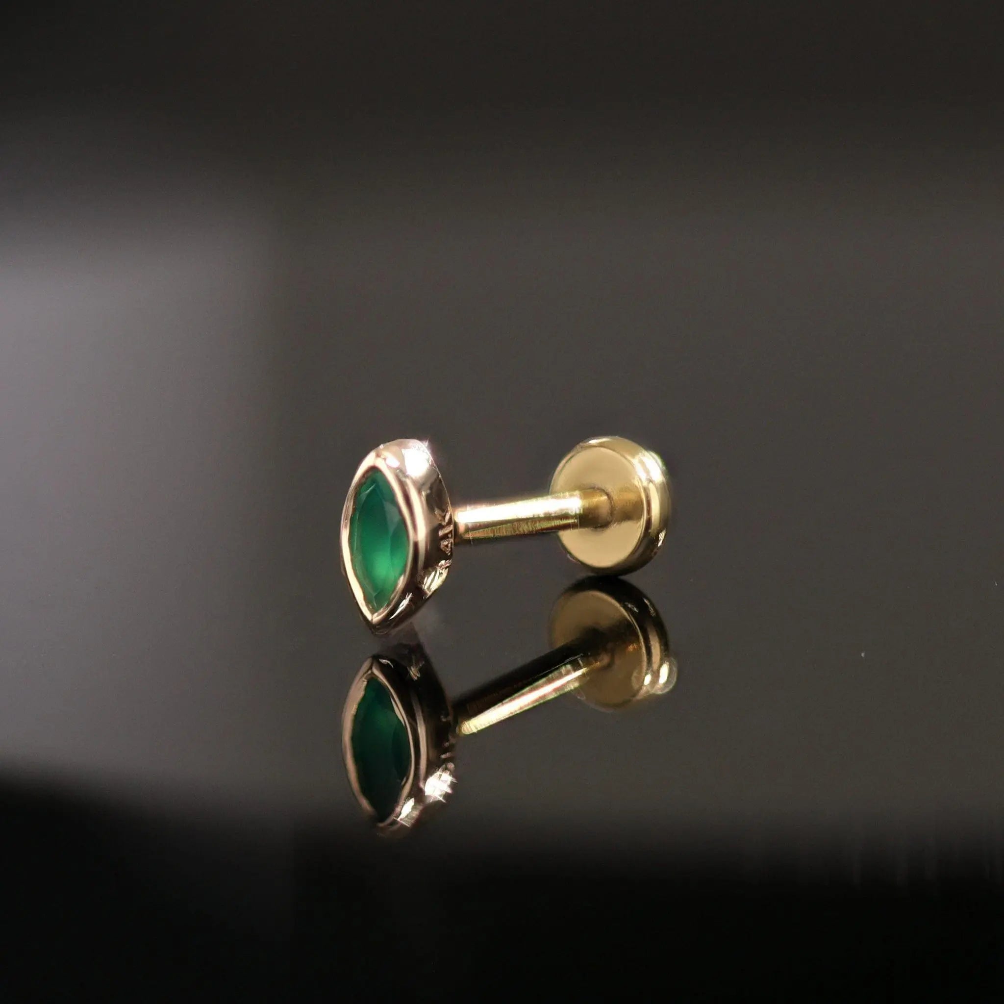 BEATTI Threadless Ends Etta • 14K Gold Tiny Marquise Gemstone Stud Etta • 14K Gold Tiny Marquise Gemstone Stud