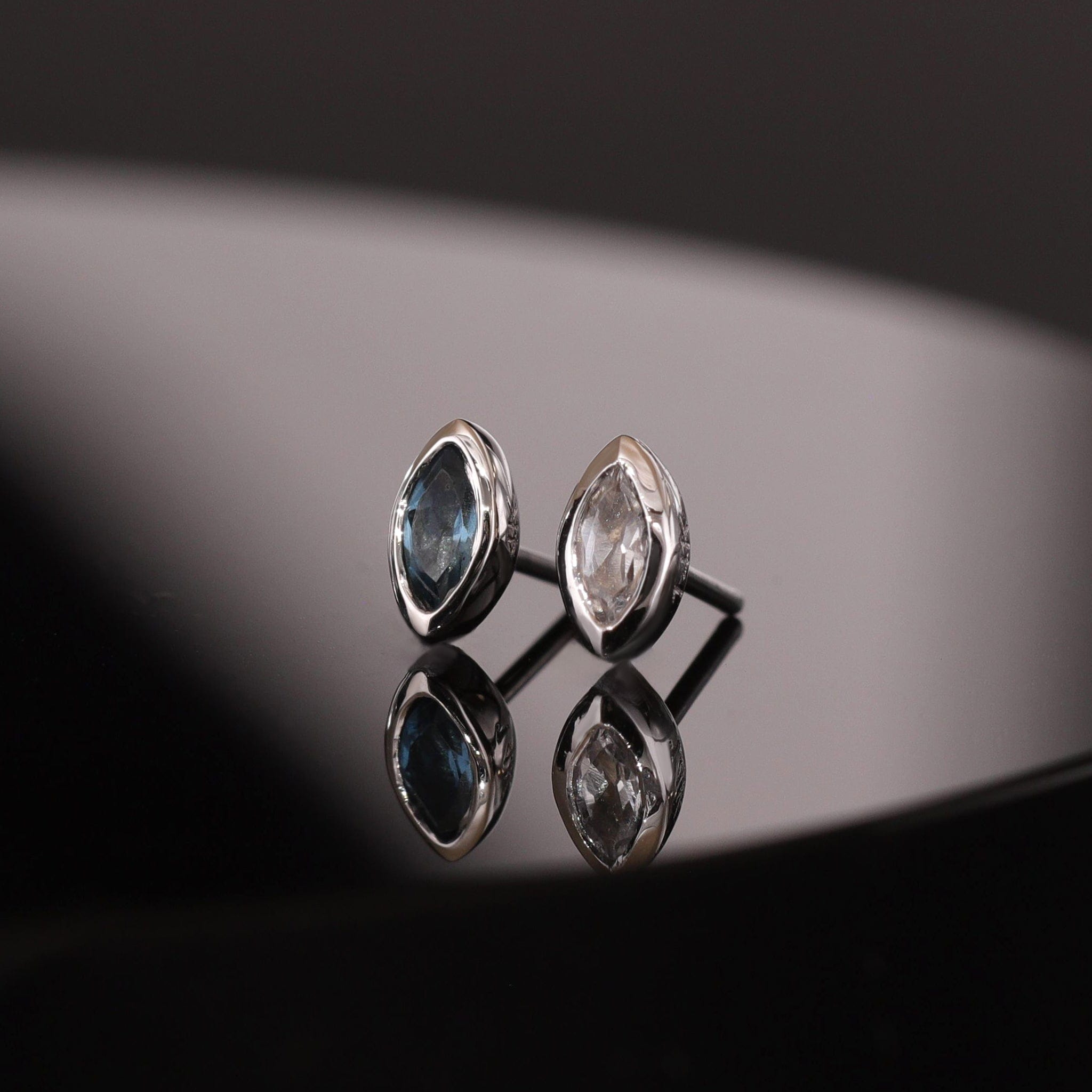 Etta • 14K Gold Tiny Marquise Gemstone Stud