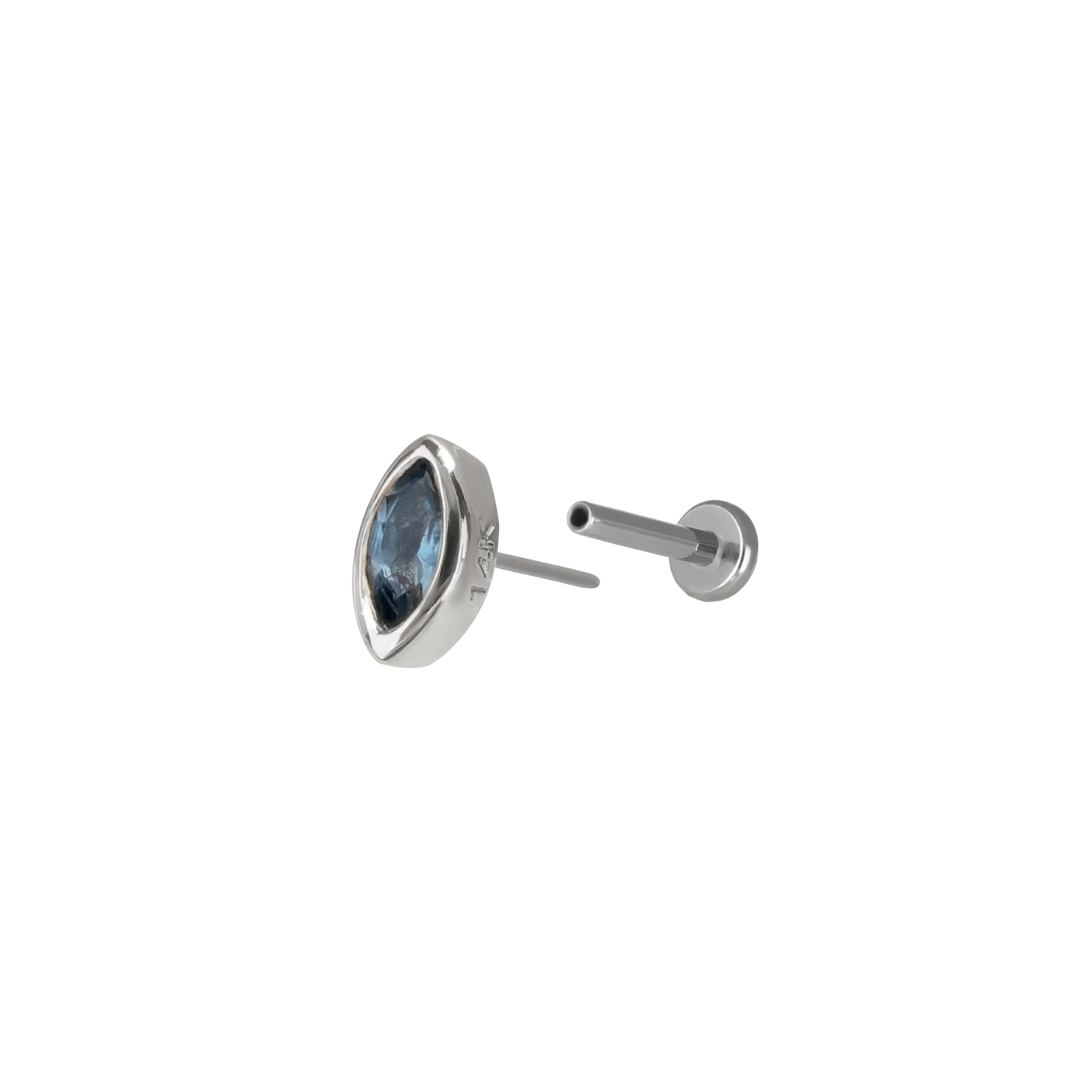 BEATTI Threadless Ends Etta • 14K White Gold Tiny Marquise Gemstone Stud Etta • 14K White Gold Tiny Marquise Gemstone Stud