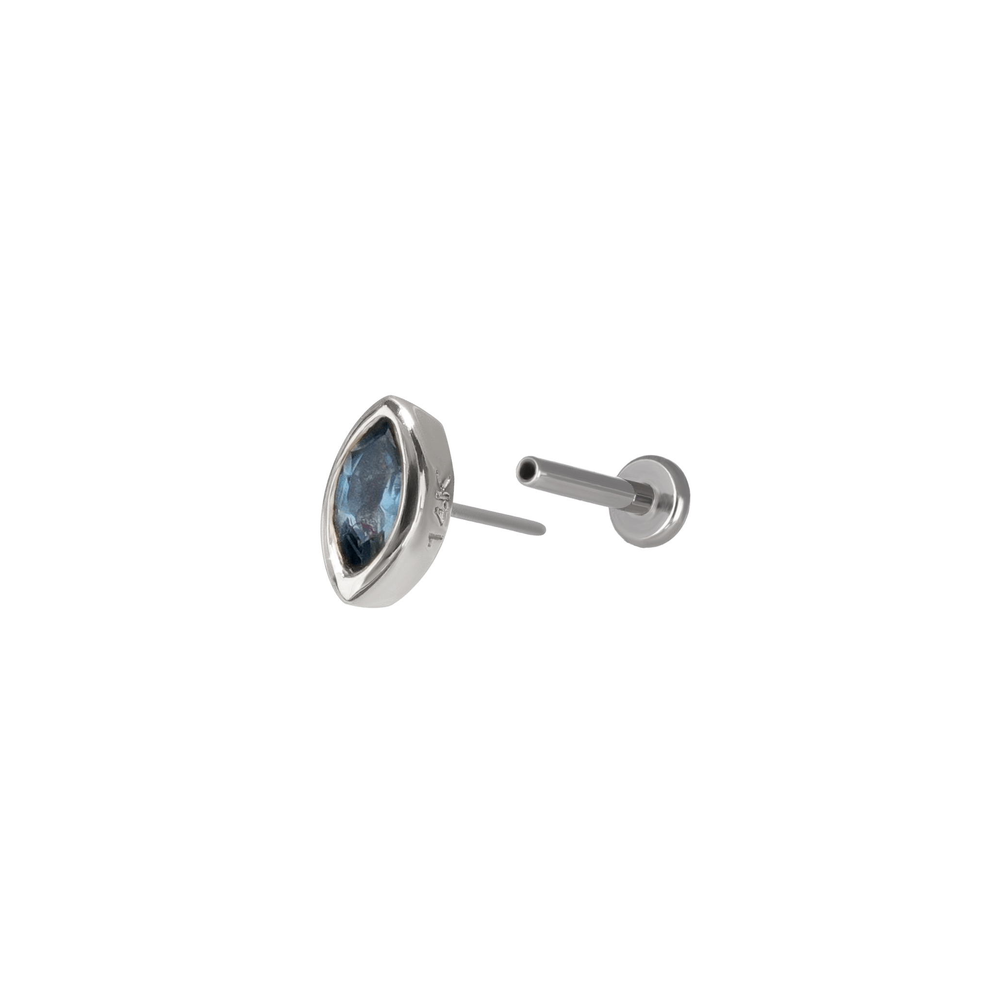 BEATTI Threadless Ends Etta • 14K White Gold Tiny Marquise Gemstone Stud Etta • 14K White Gold Tiny Marquise Gemstone Stud