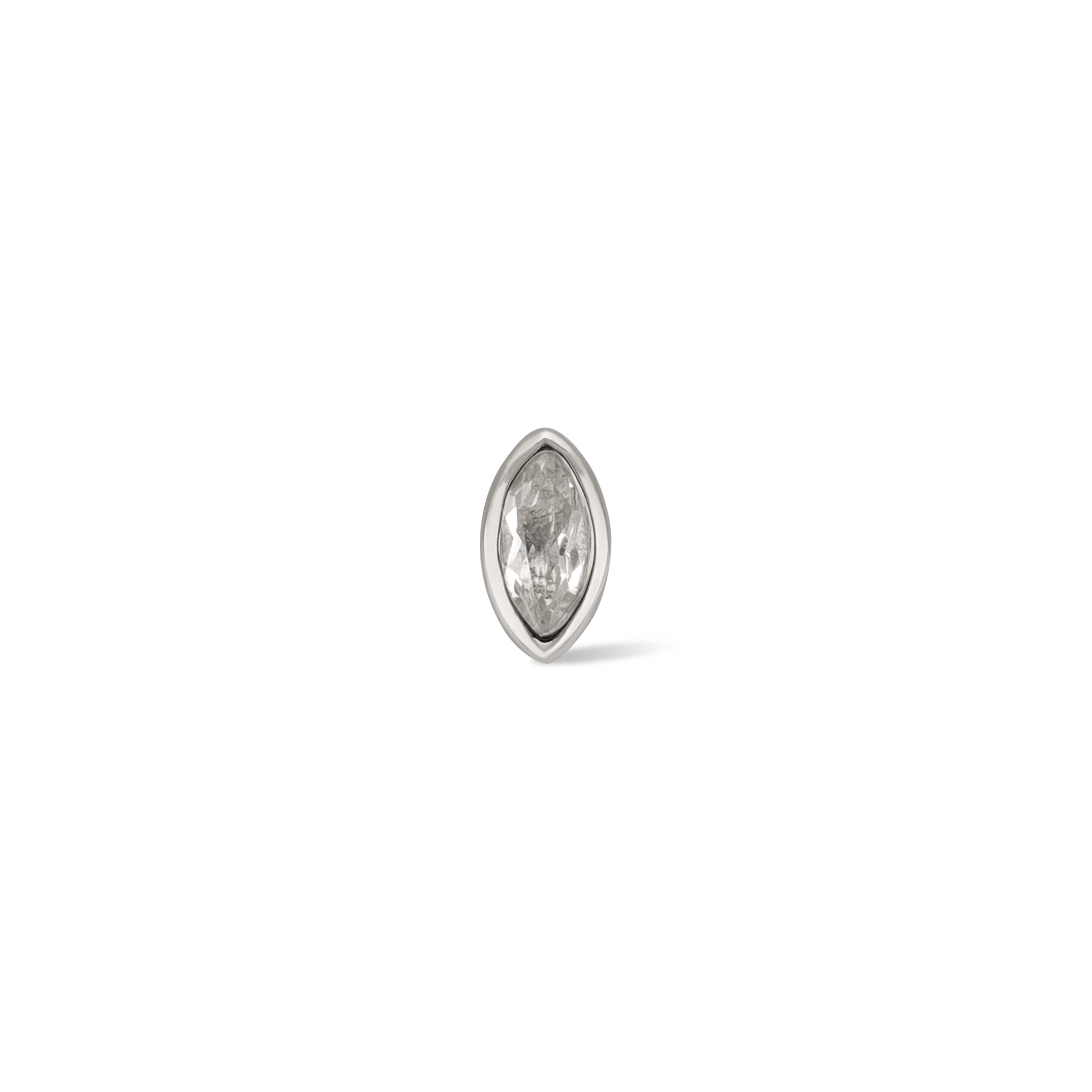BEATTI Threadless Ends White Gold / White Topaz Etta • 14K White Gold Tiny Marquise Gemstone Stud BTEG022 Etta • 14K White Gold Tiny Marquise Gemstone Stud