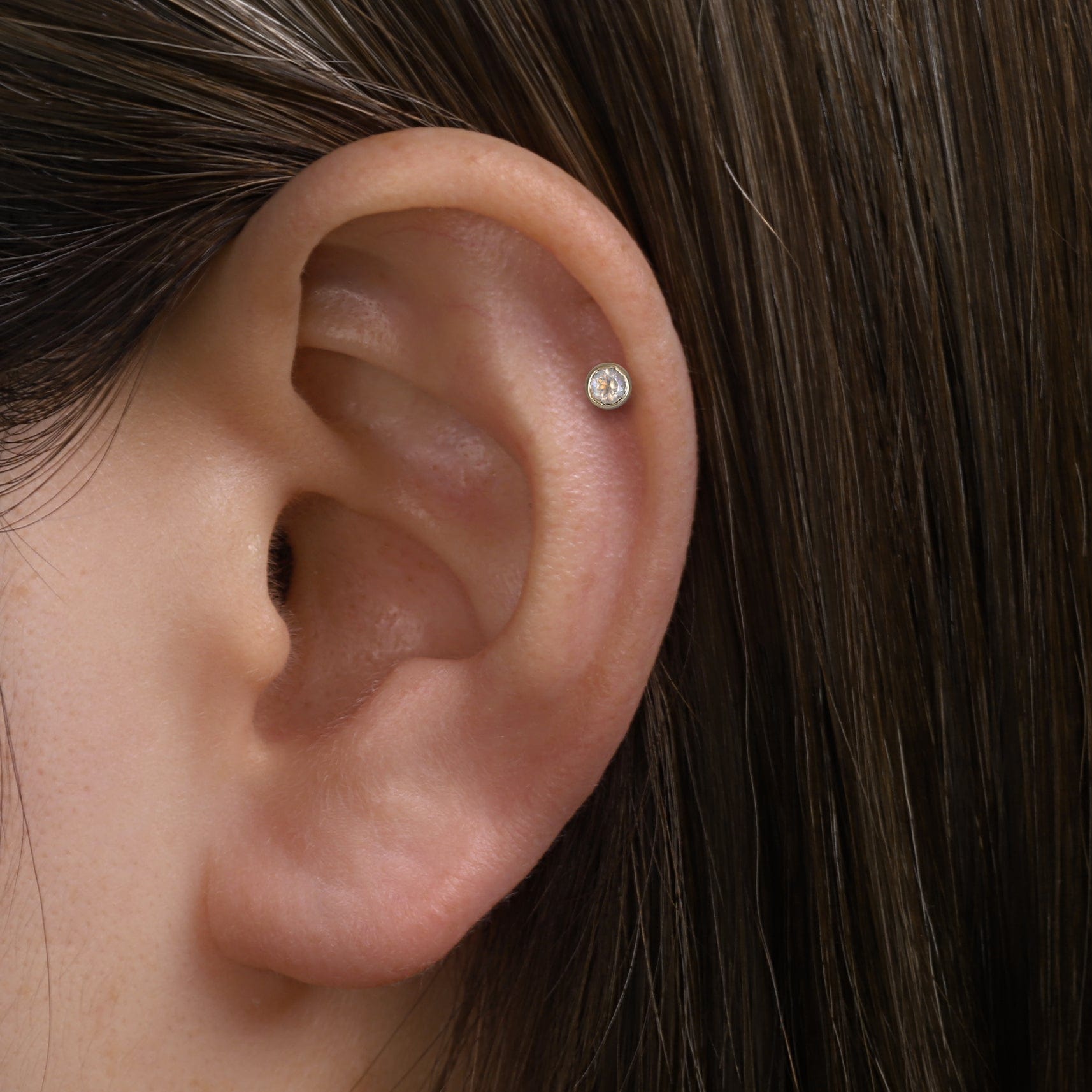 BEATTI Threadless Ends Hannah • Rainbow Moonstone Threadless Ends 925 Silver/Titanium Hannah • Rainbow Moonstone Threadless Ends 925 Silver/Titanium