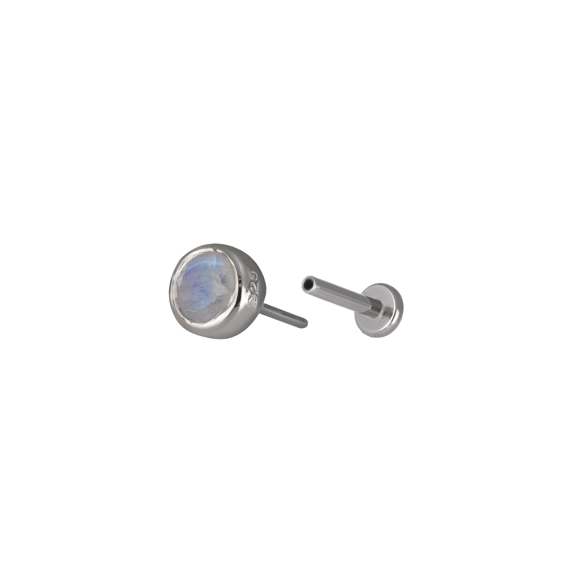 BEATTI Threadless Ends Hannah • Rainbow Moonstone Threadless Ends 925 Silver/Titanium Hannah • Rainbow Moonstone Threadless Ends 925 Silver/Titanium