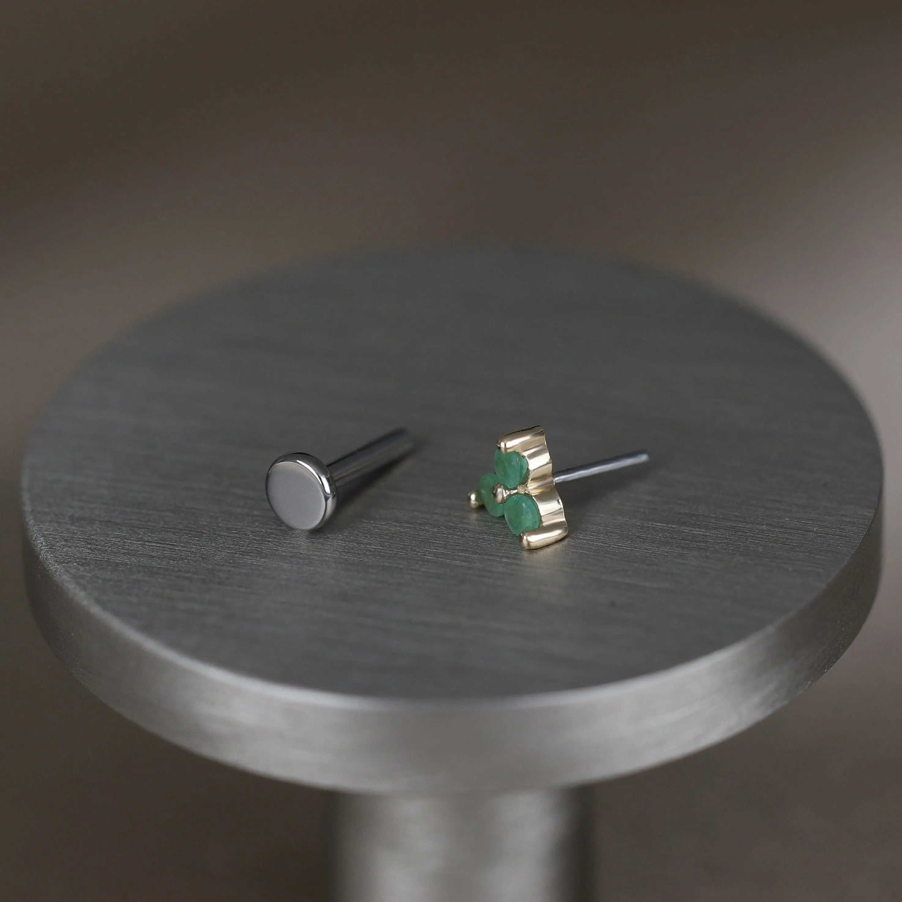 BEATTI Threadless Ends Ivy • 14K Solid Gold Tiny Natural Gemstone Threadless Ends Ivy • 14K Solid Gold Tiny Natural Gemstone Threadless Ends