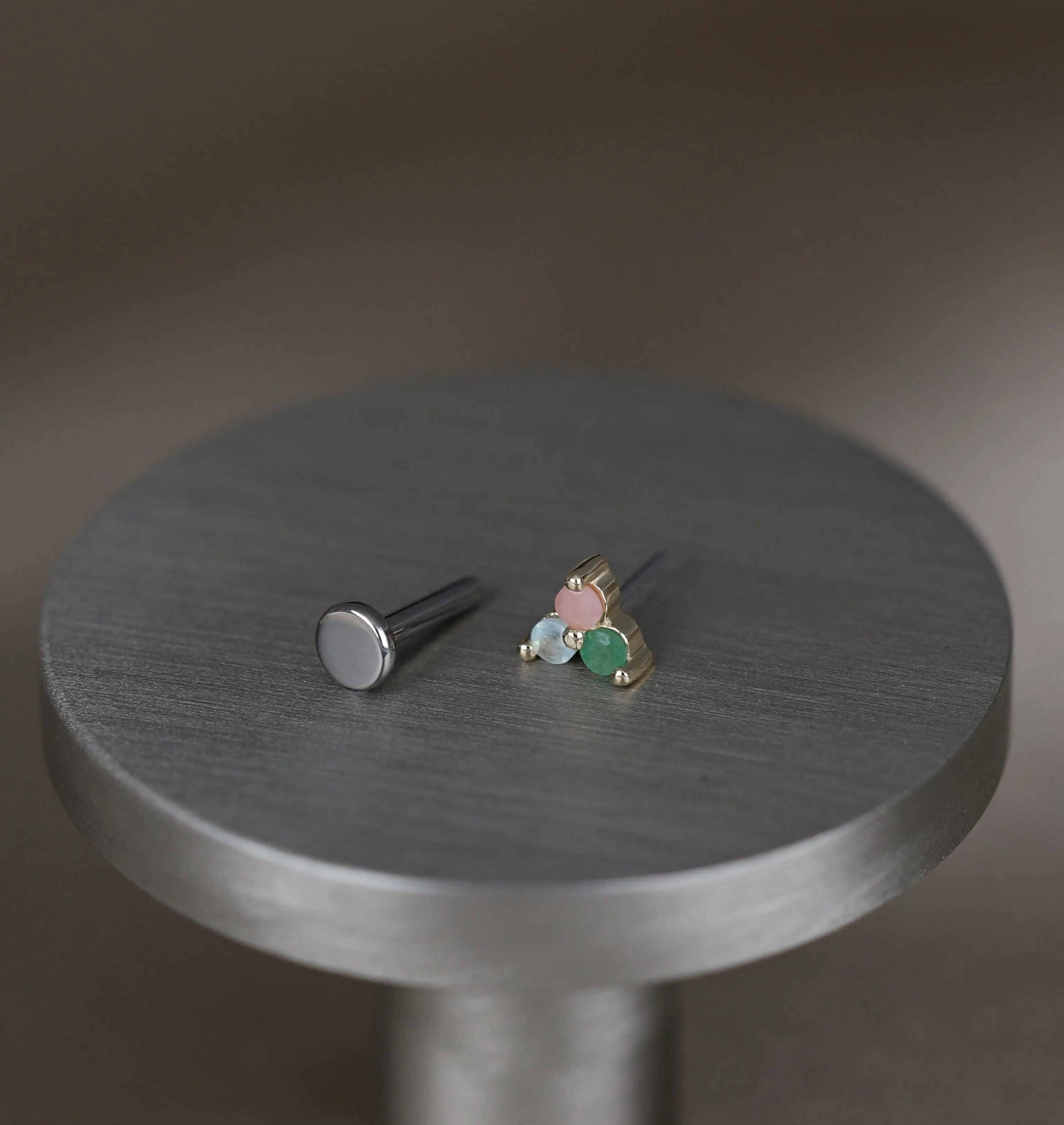 BEATTI Threadless Ends Ivy • 14K Solid Gold Tiny Natural Gemstone Threadless Ends Ivy • 14K Solid Gold Tiny Natural Gemstone Threadless Ends