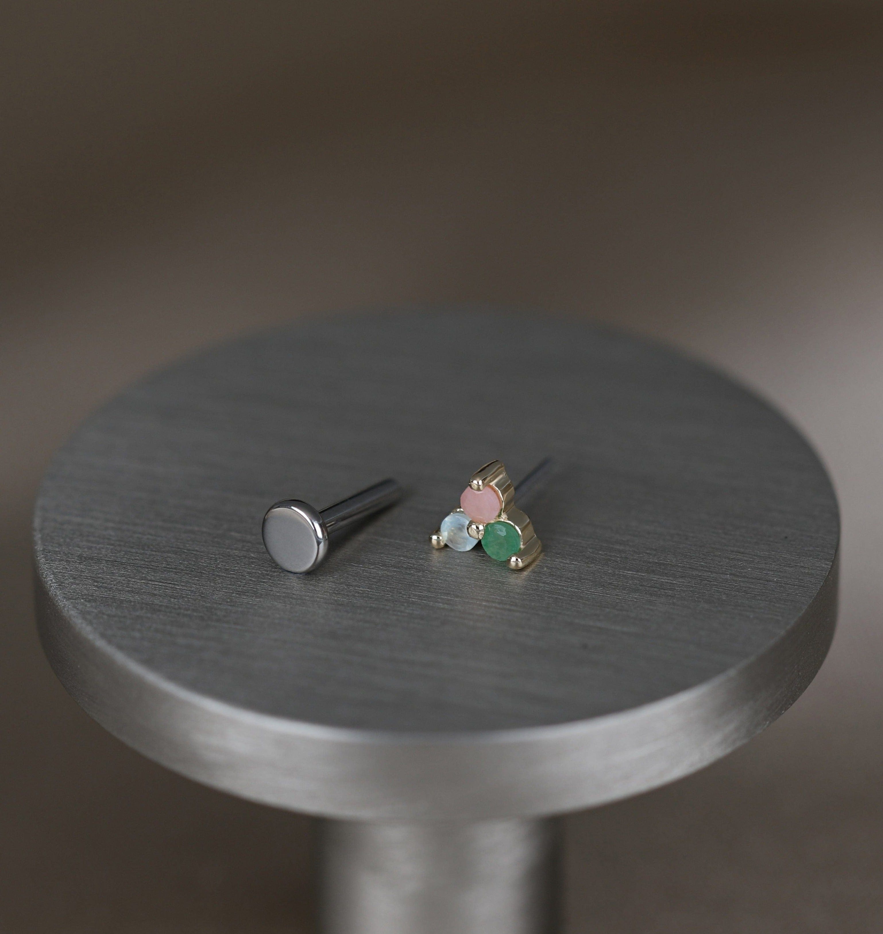 BEATTI Threadless Ends Ivy • 14K Solid Gold Tiny Natural Gemstone Threadless Ends Ivy • 14K Solid Gold Tiny Natural Gemstone Threadless Ends