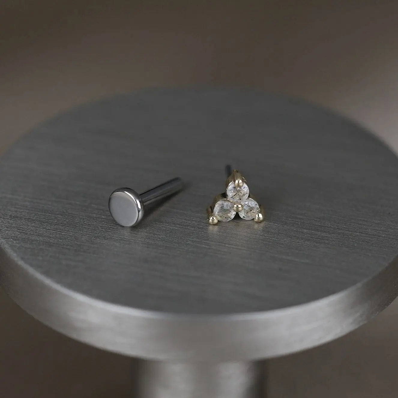 BEATTI Threadless Ends Ivy • 14K Solid Gold Tiny Natural Gemstone Threadless Ends Ivy • 14K Solid Gold Tiny Natural Gemstone Threadless Ends