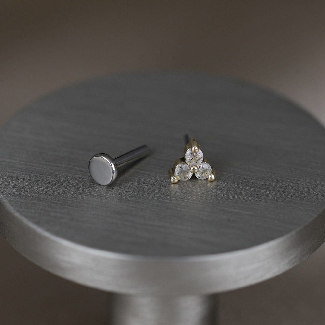 BEATTI Threadless Ends Ivy • 14K Solid Gold Tiny Natural Gemstone Threadless Ends Ivy • 14K Solid Gold Tiny Natural Gemstone Threadless Ends