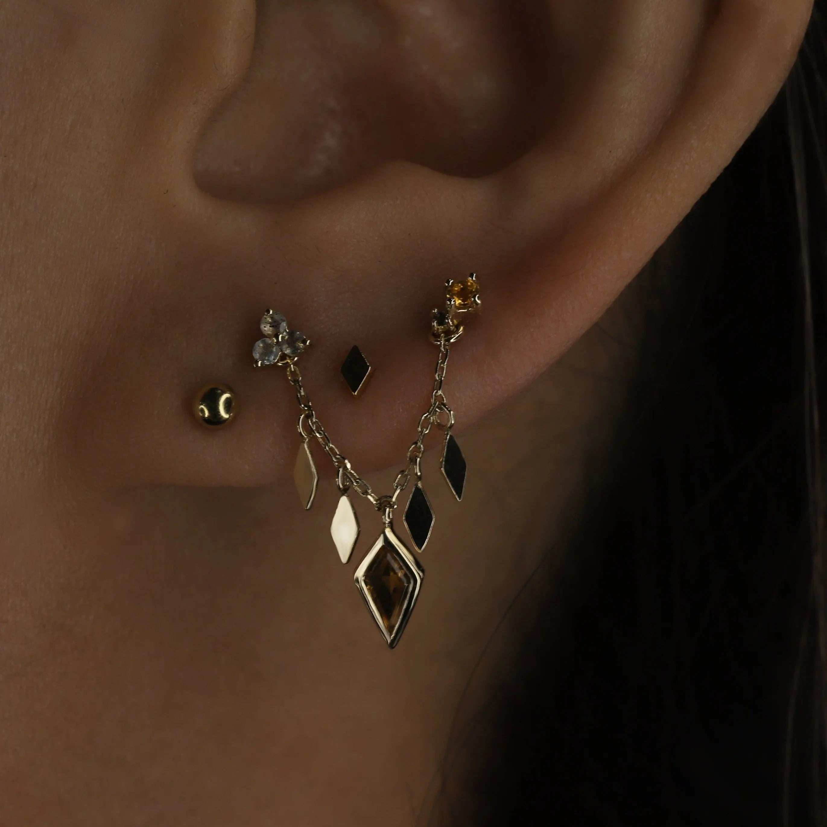 BEATTI Threadless Ends Ivy • 14K Solid Gold Tiny Natural Gemstone Threadless Ends Ivy • 14K Solid Gold Tiny Natural Gemstone Threadless Ends