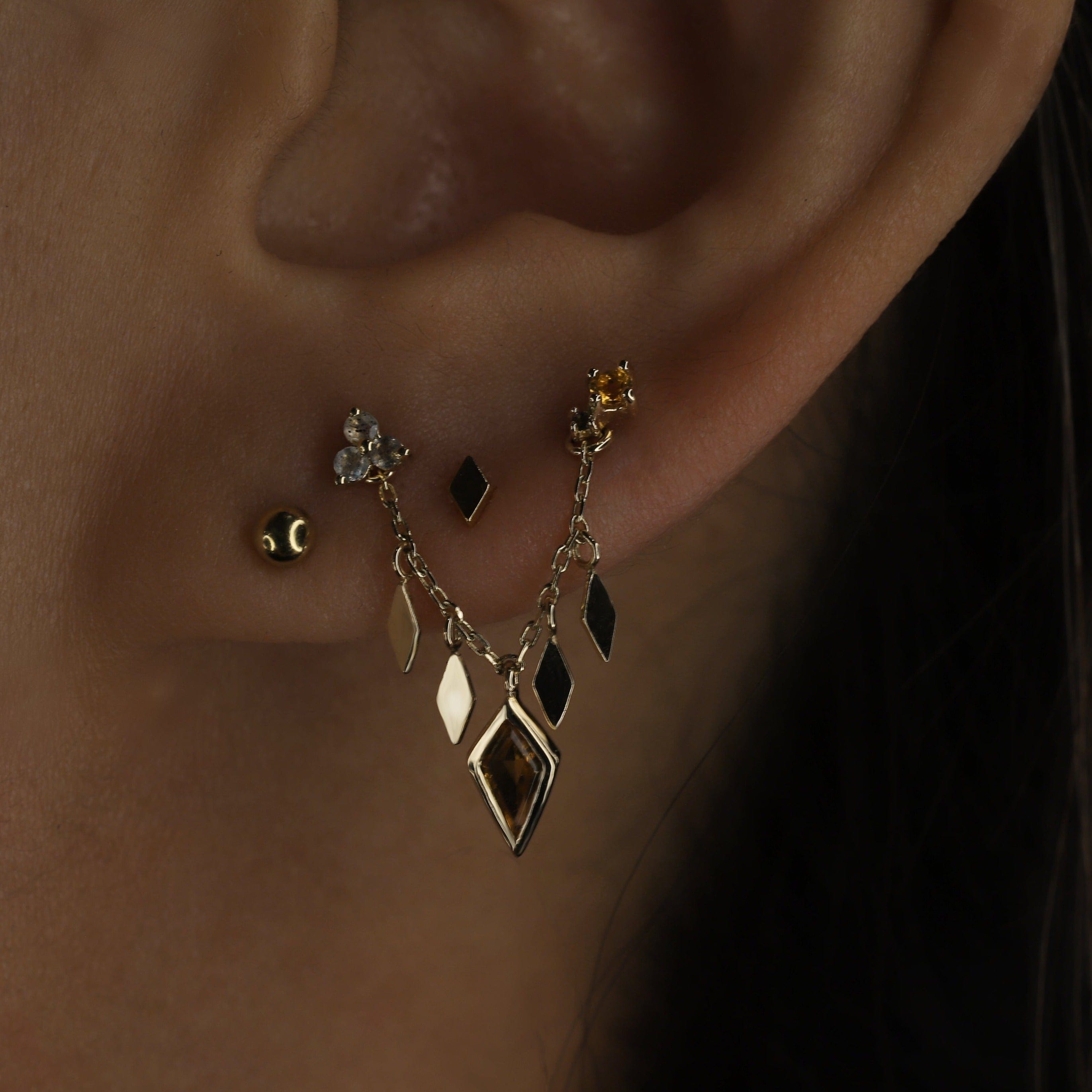 BEATTI Threadless Ends Ivy • 14K Solid Gold Tiny Natural Gemstone Threadless Ends Ivy • 14K Solid Gold Tiny Natural Gemstone Threadless Ends