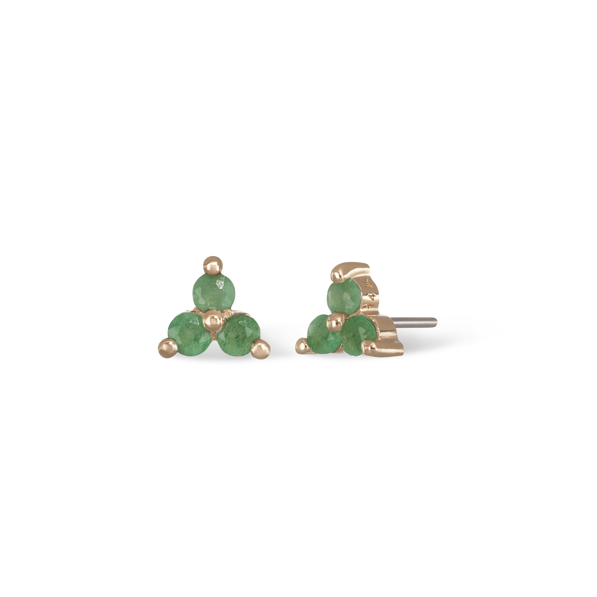 BEATTI Threadless Ends Gold / Aventurine Ivy • 14K Solid Gold Tiny Natural Gemstone Threadless Ends BTEG002_AVG Ivy • 14K Solid Gold Tiny Natural Gemstone Threadless Ends