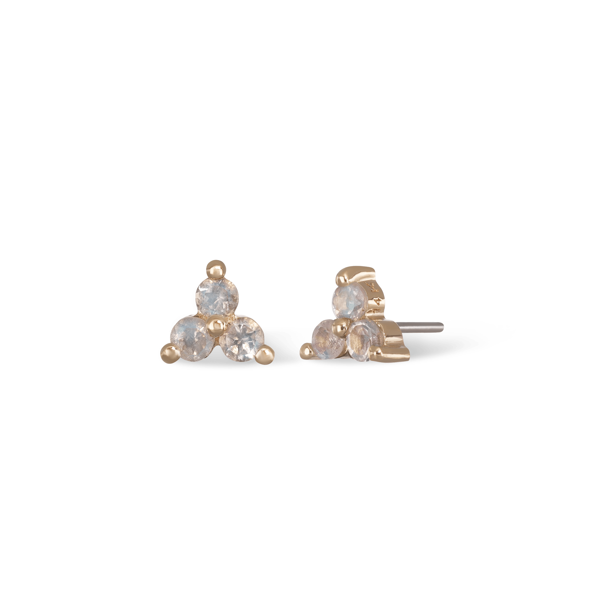 BEATTI Threadless Ends Gold / Moonstone Ivy • 14K Solid Gold Tiny Natural Gemstone Threadless Ends BTEG002_MR Ivy • 14K Solid Gold Tiny Natural Gemstone Threadless Ends
