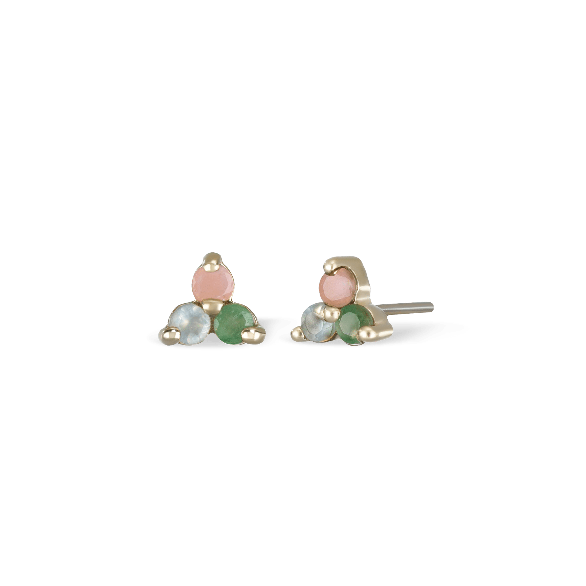 BEATTI Threadless Ends Trio-Aventurine / Pink Opal / Chalcedony Ivy • Natural Gemstone Threadless Ends BTE019 AVG_OP_CBT Ivy • Natural Gemstone Threadless Ends