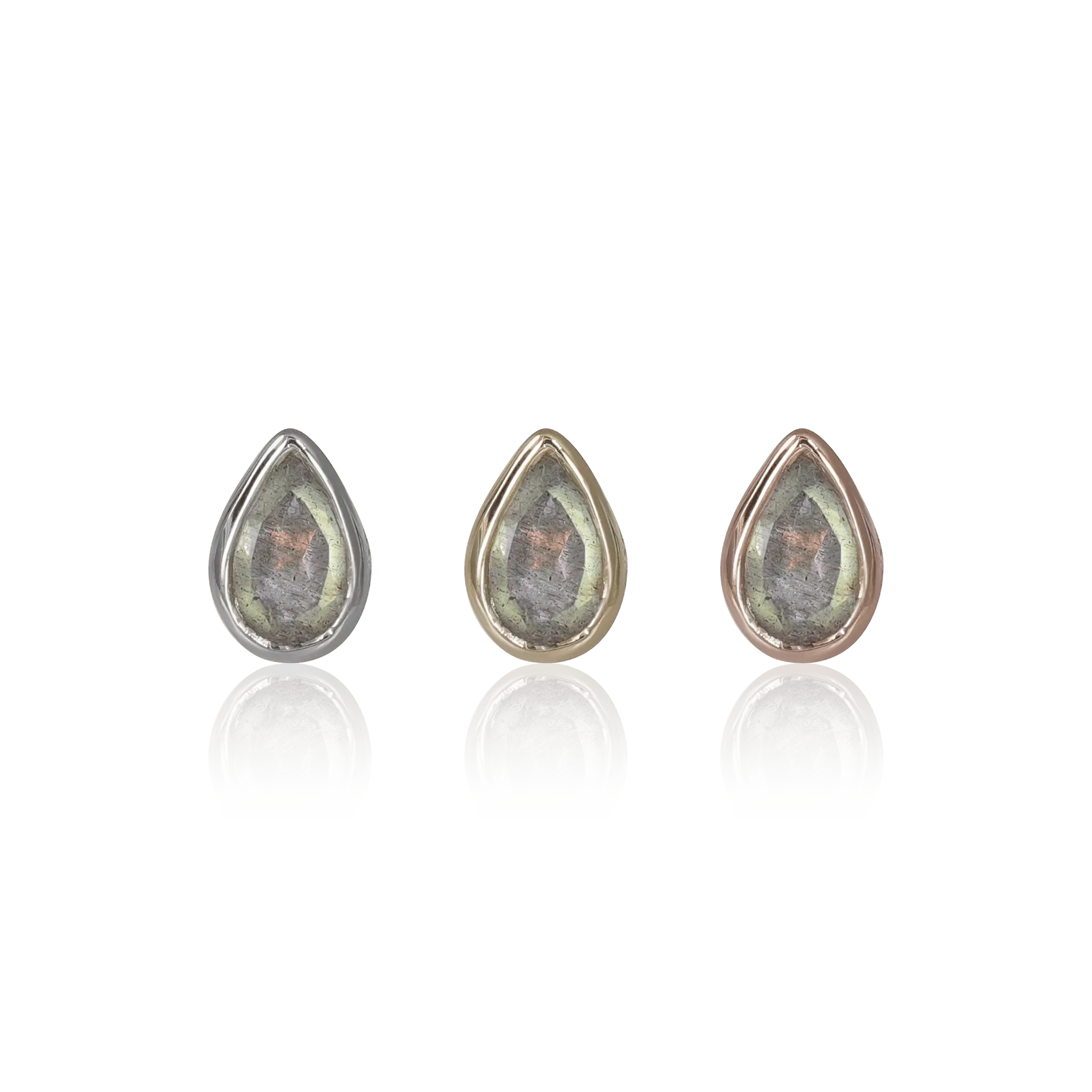 BEATTI Threadless Ends Jade • Labradorite Flat Back Stud Jade • Labradorite Flat Back Stud