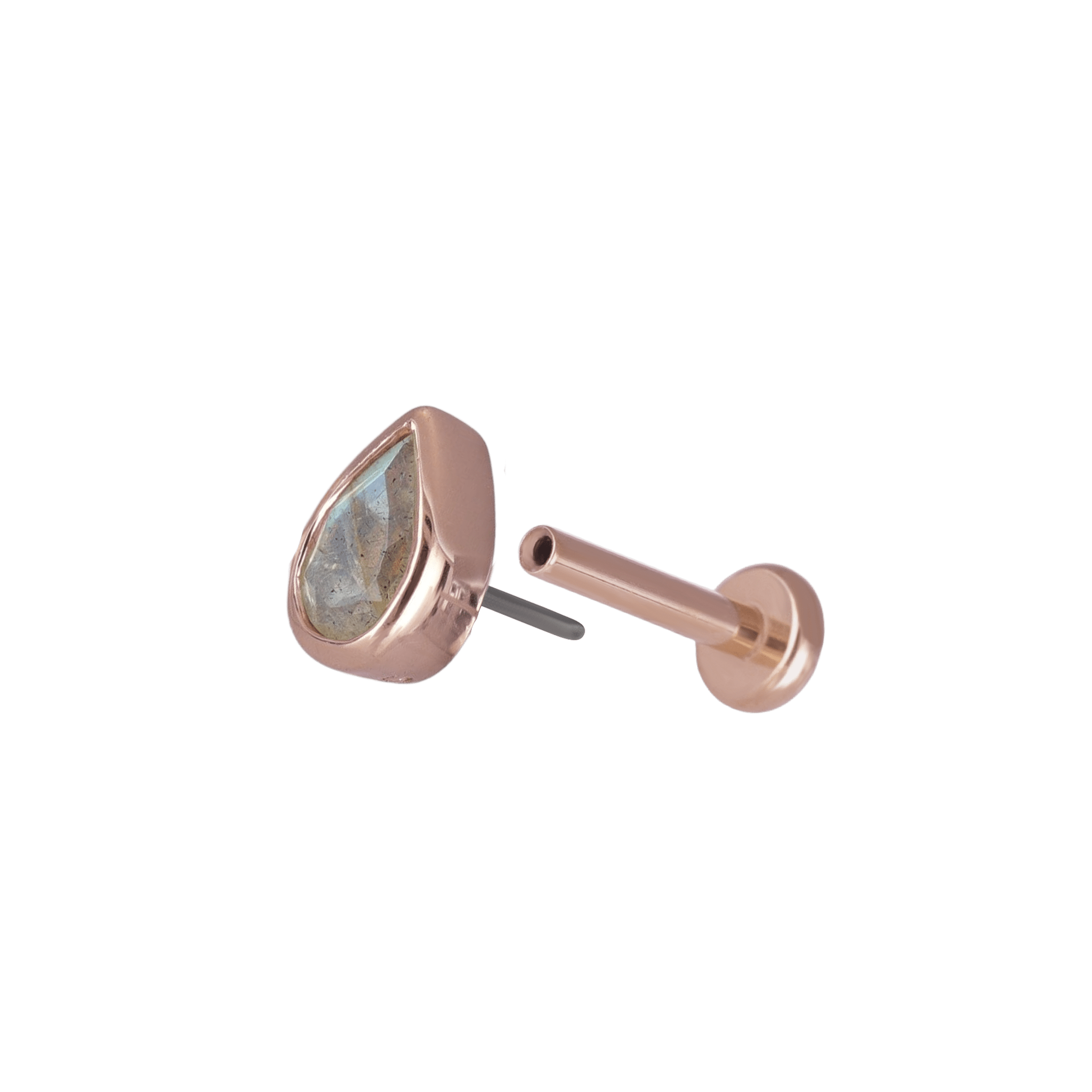 BEATTI Threadless Ends Rose Gold / Labradorite Jade • Labradorite Threadless Ends BTPR031 L Jade • Labradorite Threadless Ends