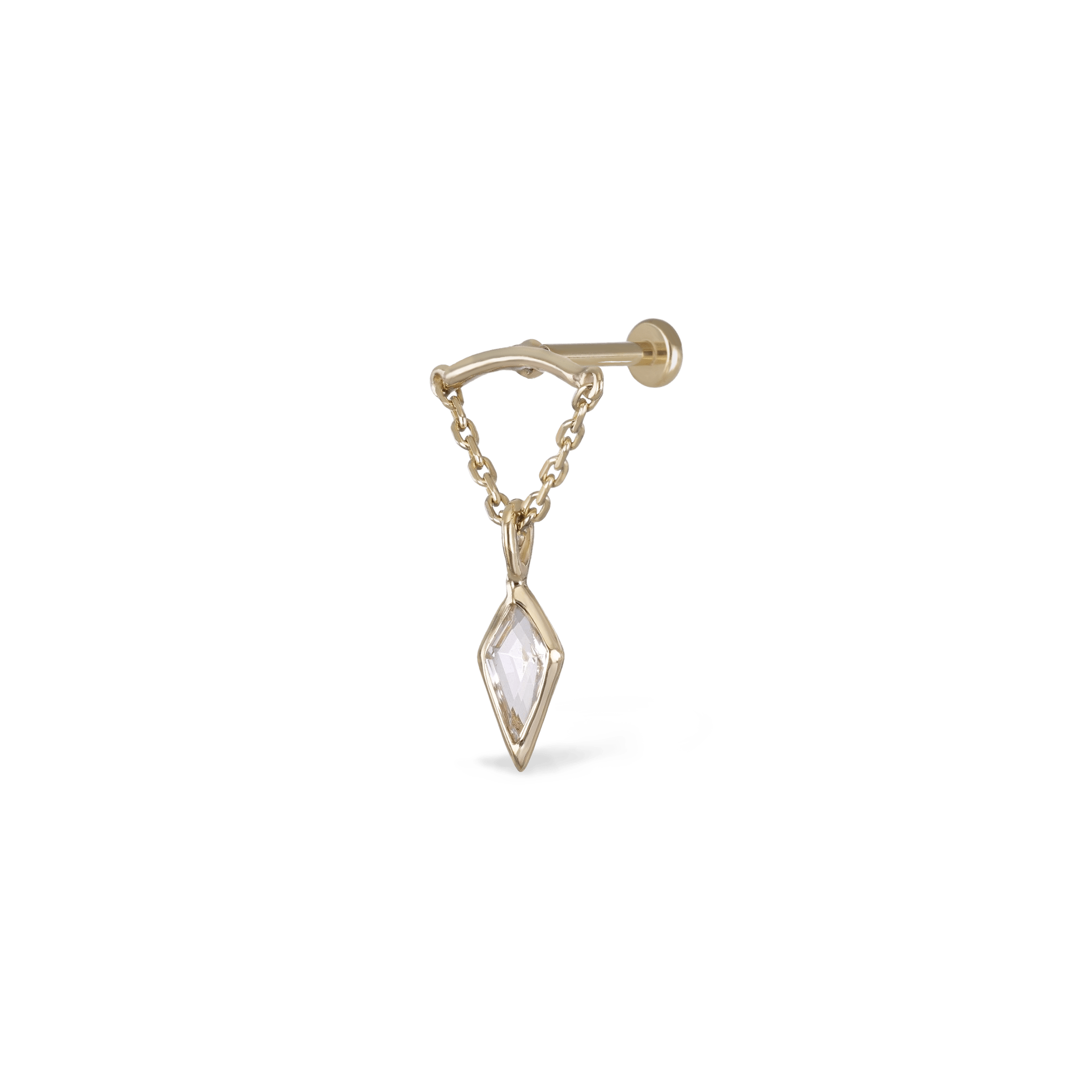 BEATTI Threadless Ends Kite White Topaz Vertical Helix Chain Threadless Stud Kite White Topaz Vertical Helix Chain Threadless Stud