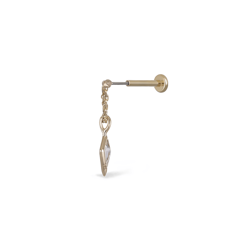 BEATTI Threadless Ends Kite White Topaz Vertical Helix Chain Threadless Stud Kite White Topaz Vertical Helix Chain Threadless Stud