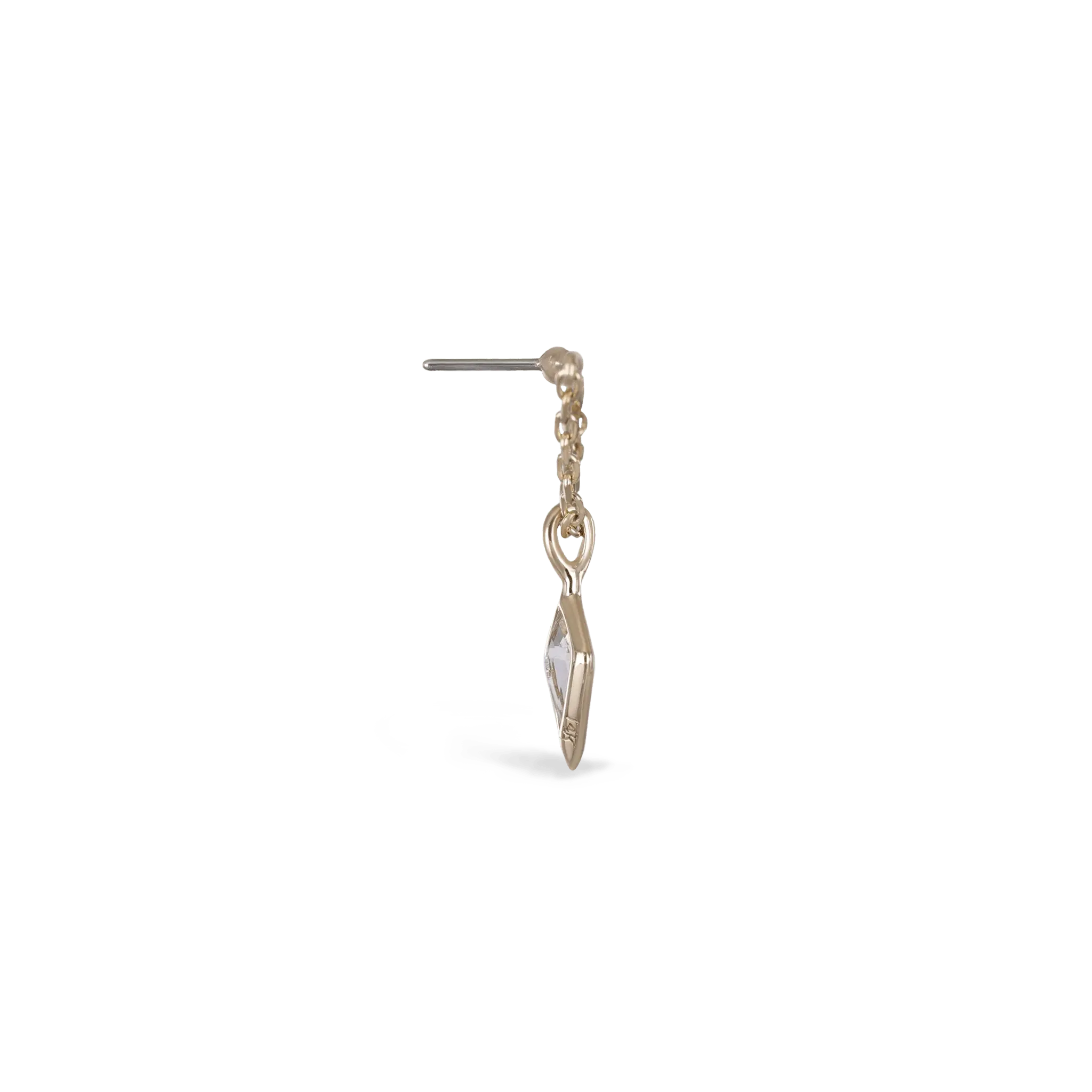 BEATTI Threadless Ends Kite White Topaz Vertical Helix Chain Threadless Stud Kite White Topaz Vertical Helix Chain Threadless Stud