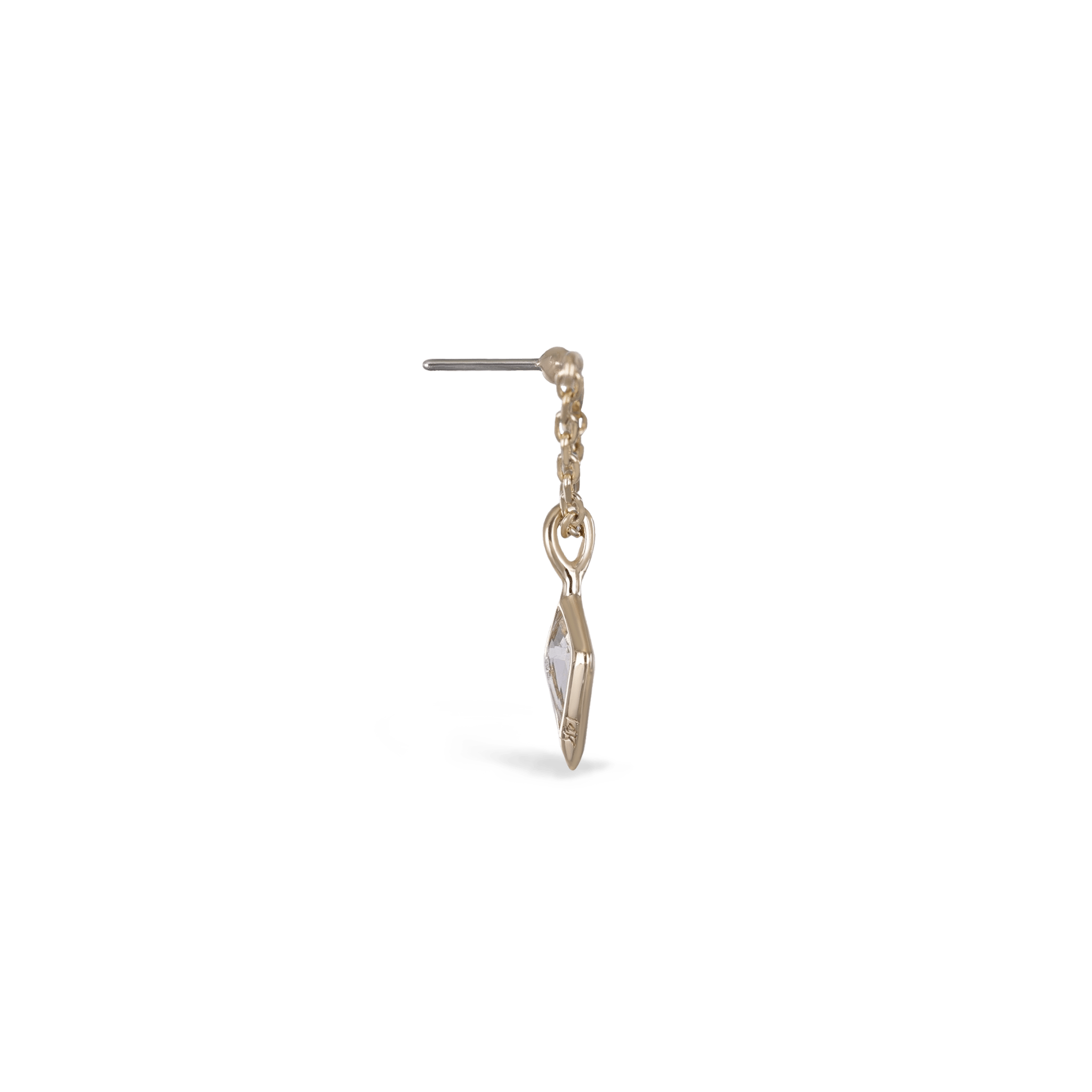 BEATTI Threadless Ends Kite White Topaz Vertical Helix Chain Threadless Stud Kite White Topaz Vertical Helix Chain Threadless Stud