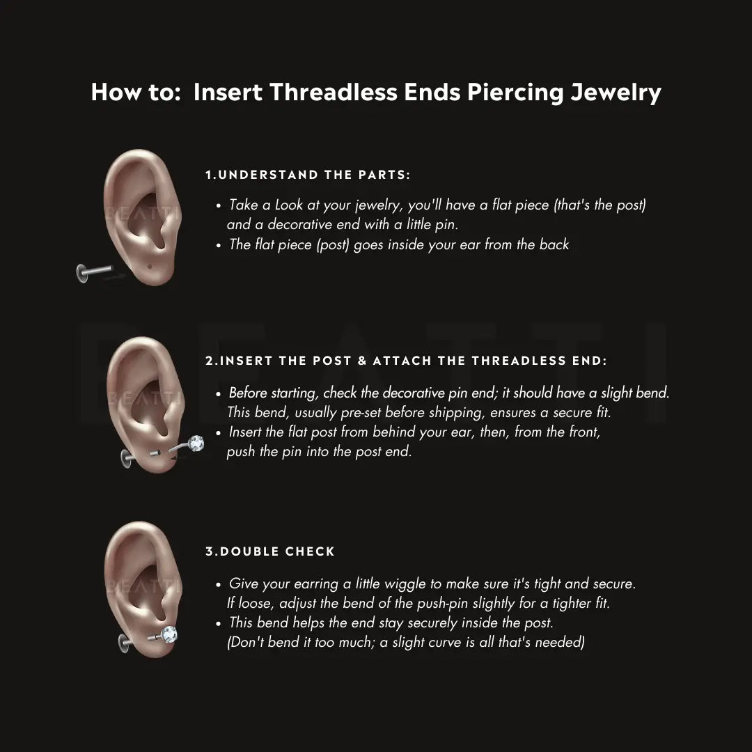 BEATTI Threadless Ends Kite White Topaz Vertical Helix Chain Threadless Stud Kite White Topaz Vertical Helix Chain Threadless Stud