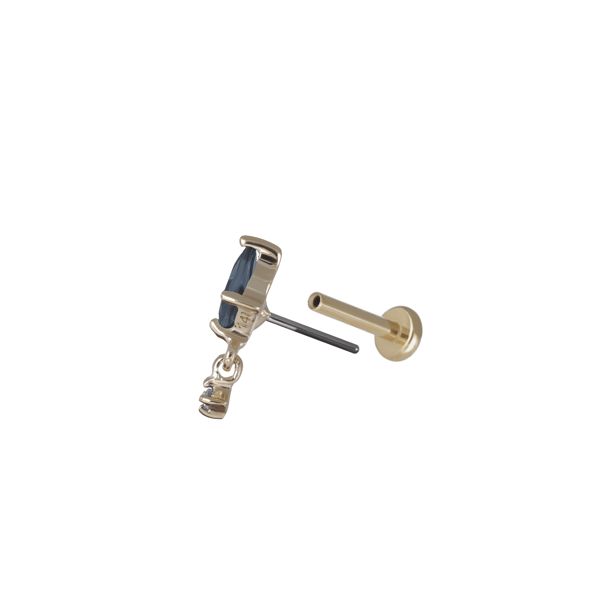 Lyra • Tiny Kite Shaped Gemstone Dangle Charm Flat Back Stud