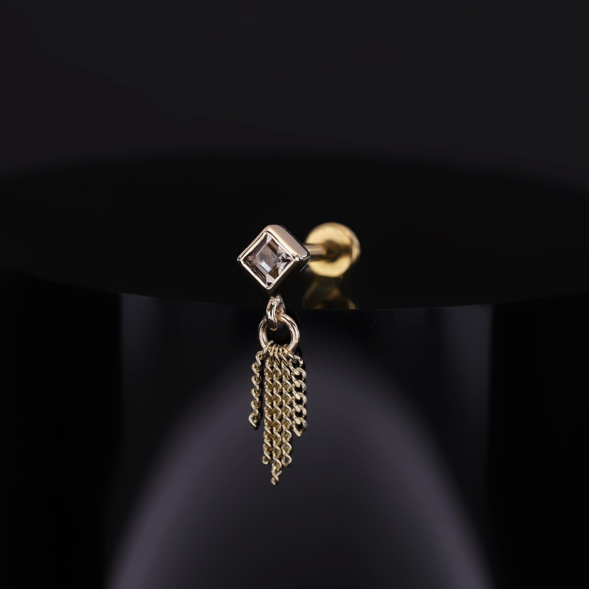 BEATTI Threadless Ends Miel • Natural Gemstone 5 Curb Chain Tassel Miel • Natural Gemstone 5 Curb Chain Tassel