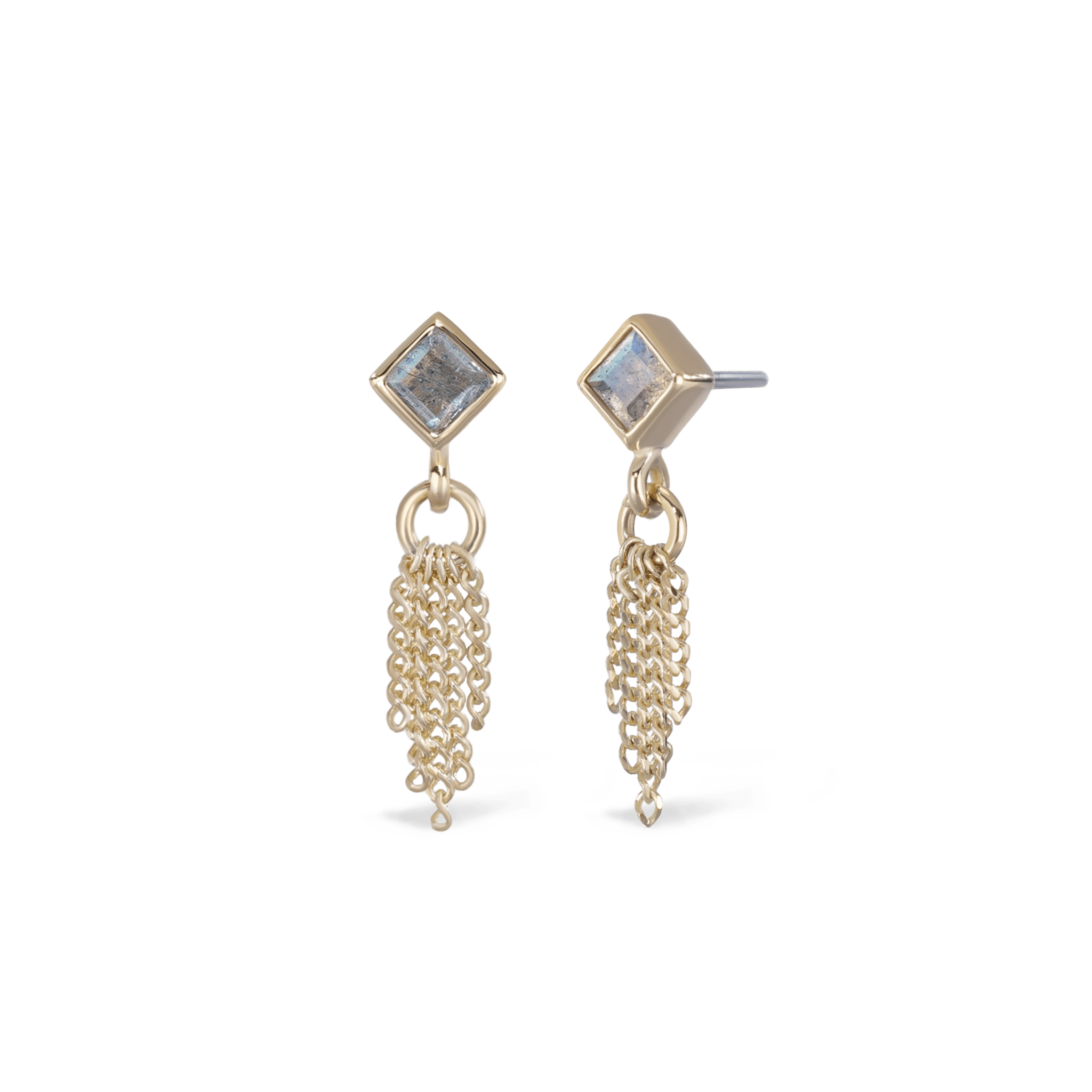 BEATTI Threadless Ends Gold / Labradorite Miel • Natural Gemstone 5 Curb Chain Tassel BTEG033A-L-SQL-TBL Miel • Natural Gemstone 5 Curb Chain Tassel