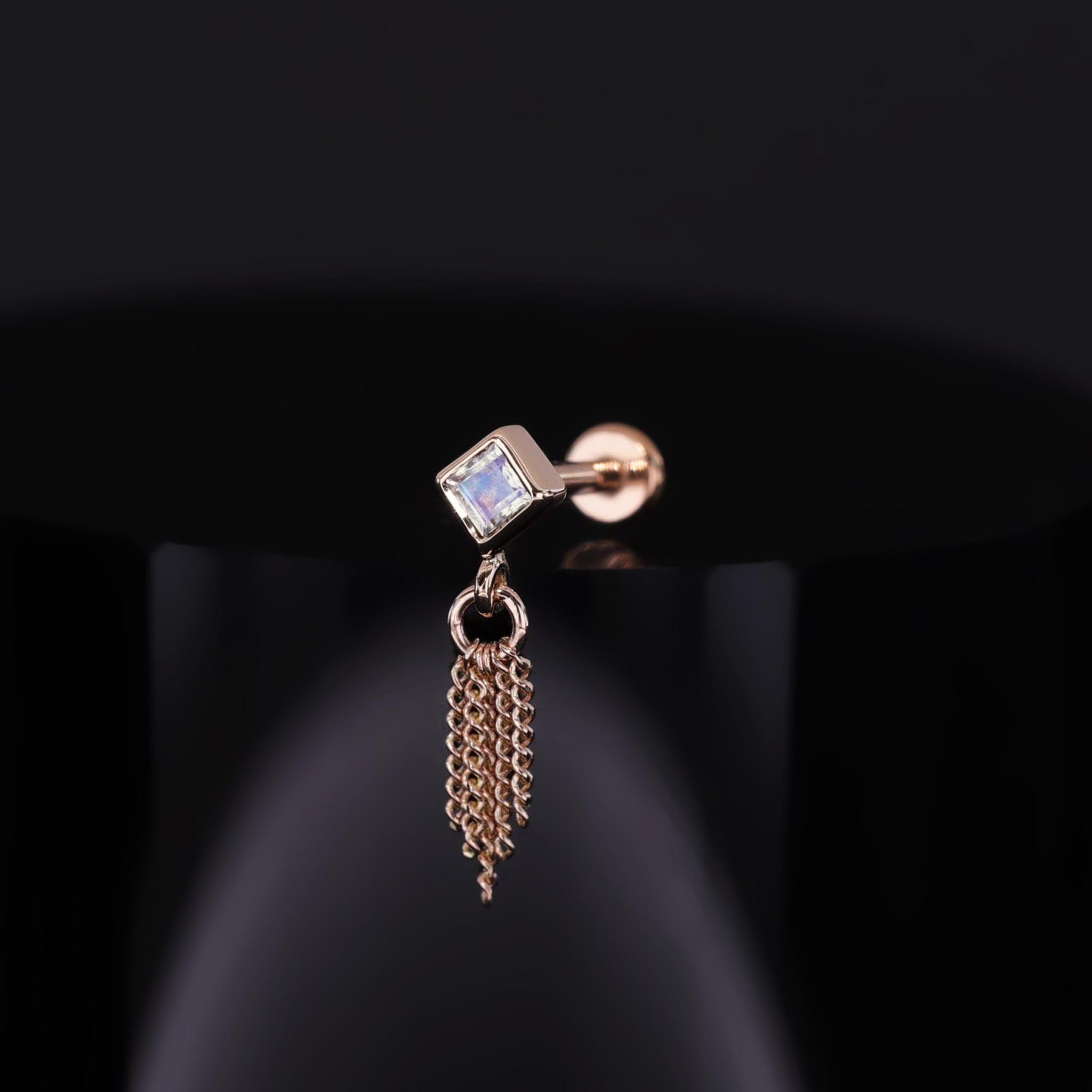 BEATTI Threadless Ends Miel • Natural Gemstone 5 Curb Chain Tassel Miel • Natural Gemstone 5 Curb Chain Tassel