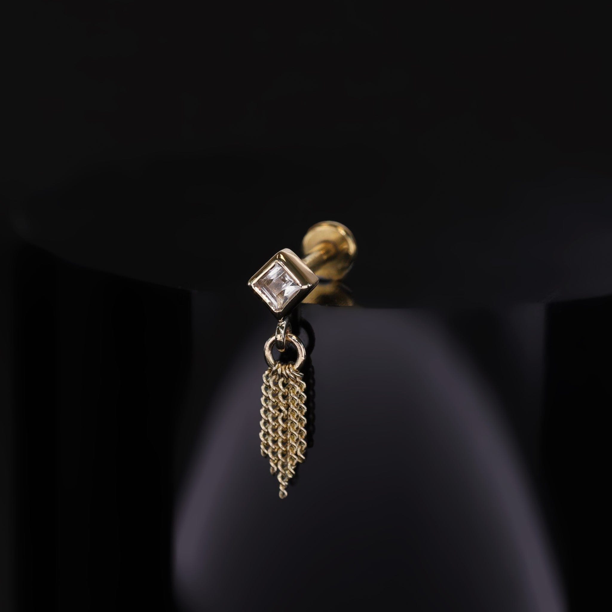BEATTI Threadless Ends Miel • White Topaz 5 Curb Chain Tassel Miel • White Topaz 5 Curb Chain Tassel
