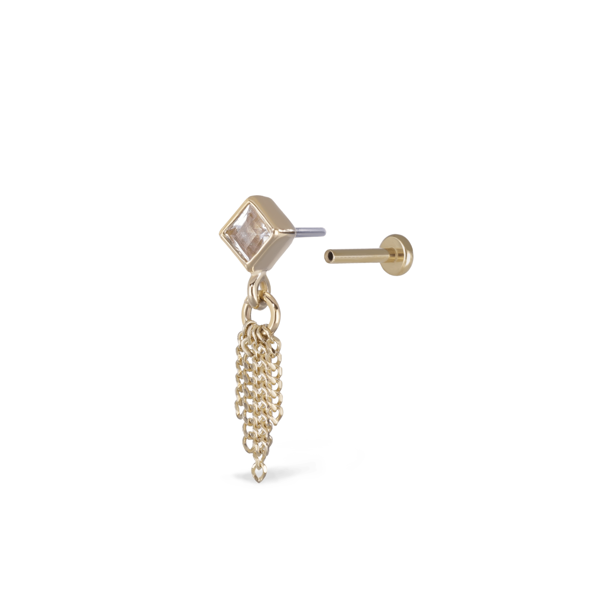 BEATTI Threadless Ends Miel • White Topaz 5 Curb Chain Tassel Miel • White Topaz 5 Curb Chain Tassel