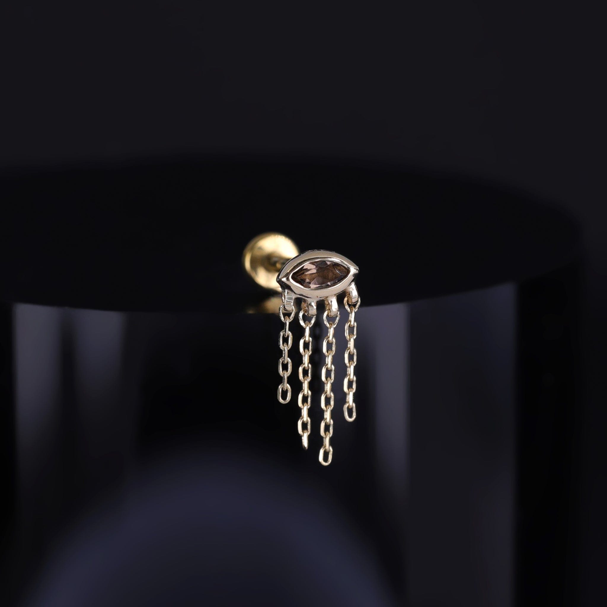 BEATTI Threadless Ends Misty Dew • 14K Solid Gold Natural Gemstone Threadless Stud Misty Dew • 14K Solid Gold Natural Gemstone Threadless Stud