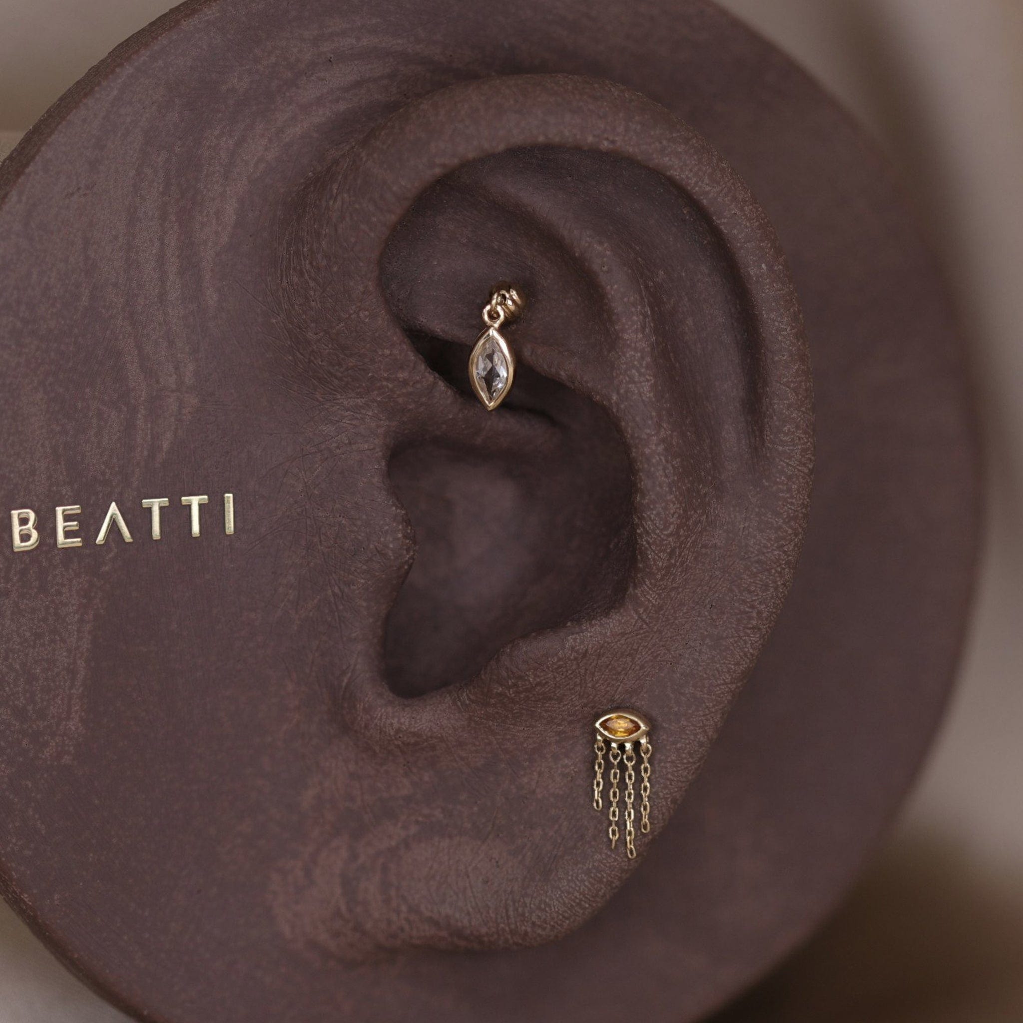 BEATTI Threadless Ends Misty Dew • 14K Solid Gold Natural Gemstone Threadless Stud Misty Dew • 14K Solid Gold Natural Gemstone Threadless Stud