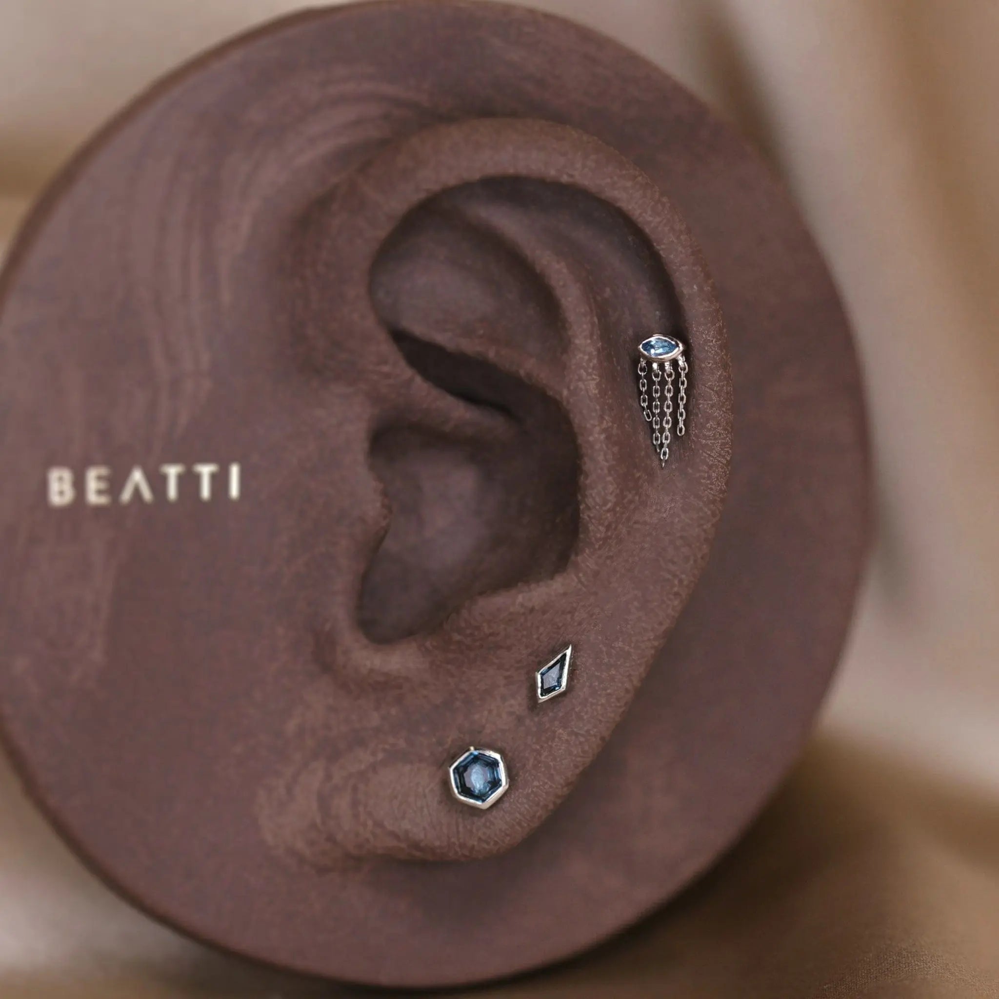 BEATTI Threadless Ends Misty Dew • 14K Solid Gold Natural Gemstone Threadless Stud Misty Dew • 14K Solid Gold Natural Gemstone Threadless Stud