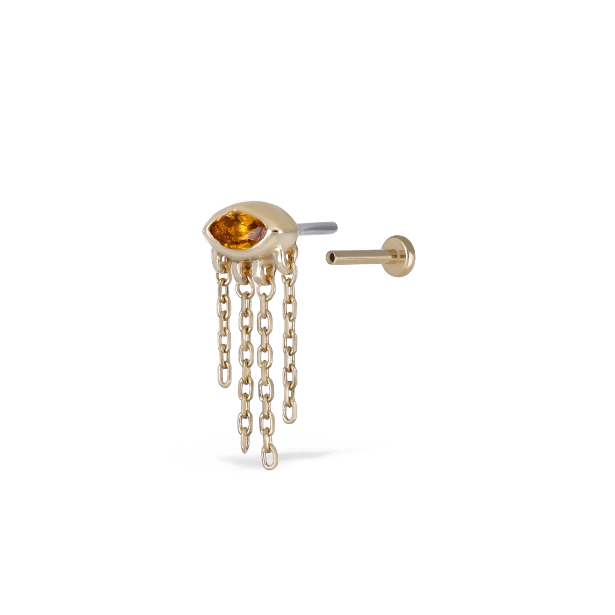 BEATTI Threadless Ends Misty Dew • 14K Solid Gold Natural Gemstone Threadless Stud Misty Dew • 14K Solid Gold Natural Gemstone Threadless Stud