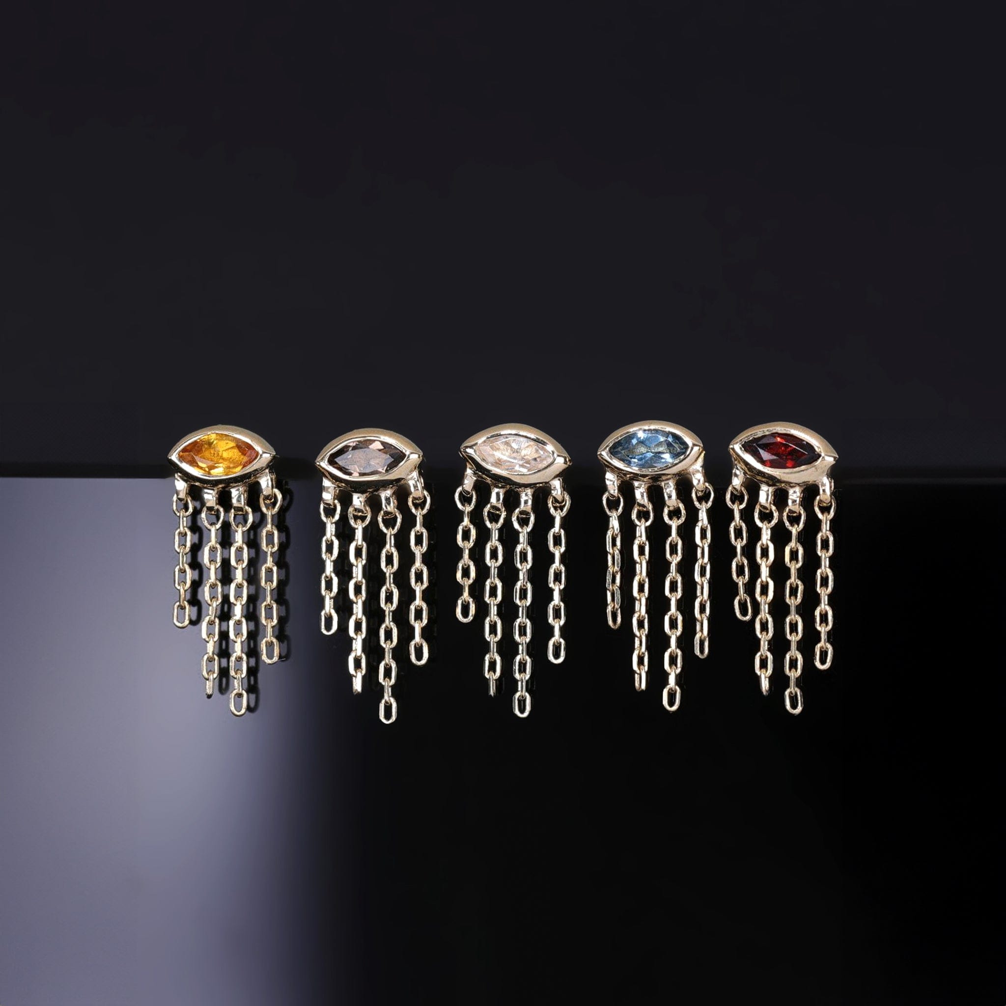BEATTI Threadless Ends Misty Dew • 14K Solid Gold Natural Gemstone Threadless Stud Misty Dew • 14K Solid Gold Natural Gemstone Threadless Stud