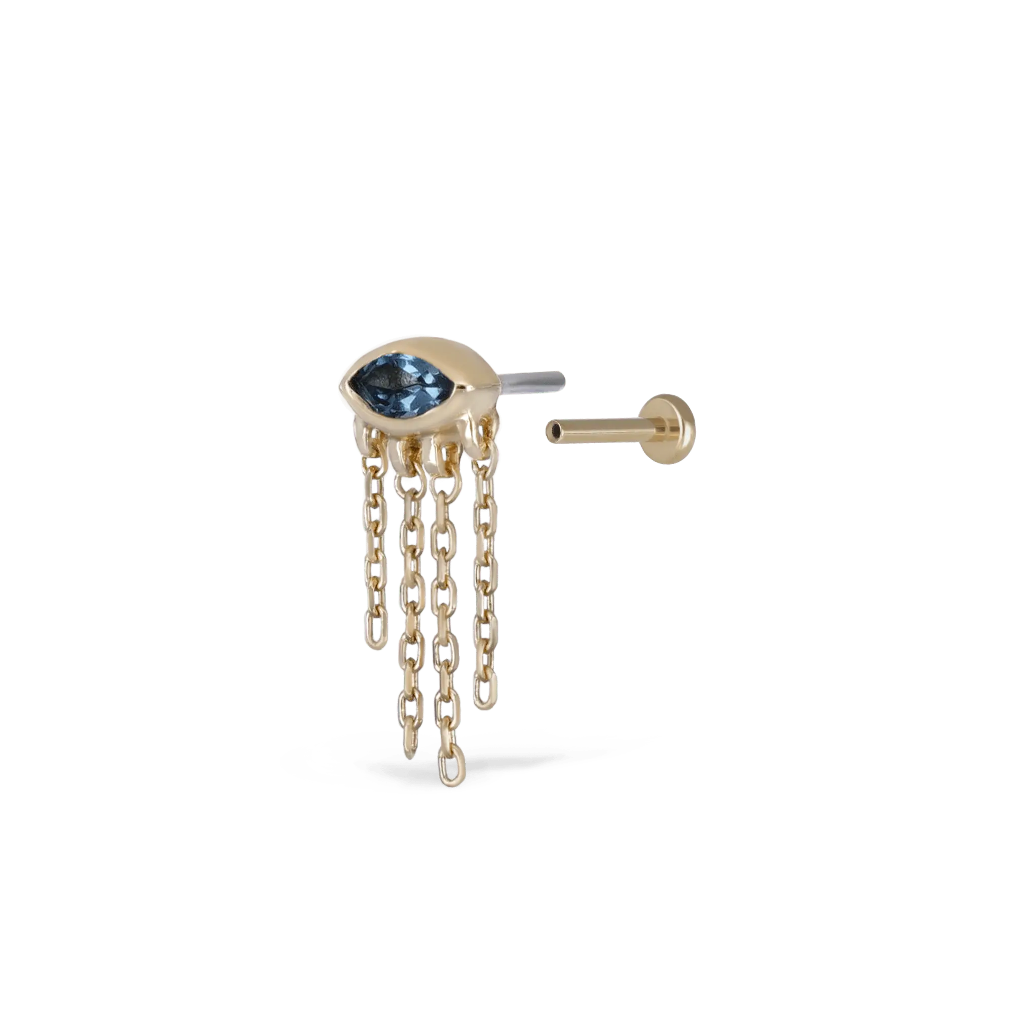 BEATTI Threadless Ends Misty Dew • 14K Solid Gold Natural Gemstone Threadless Stud Misty Dew • 14K Solid Gold Natural Gemstone Threadless Stud