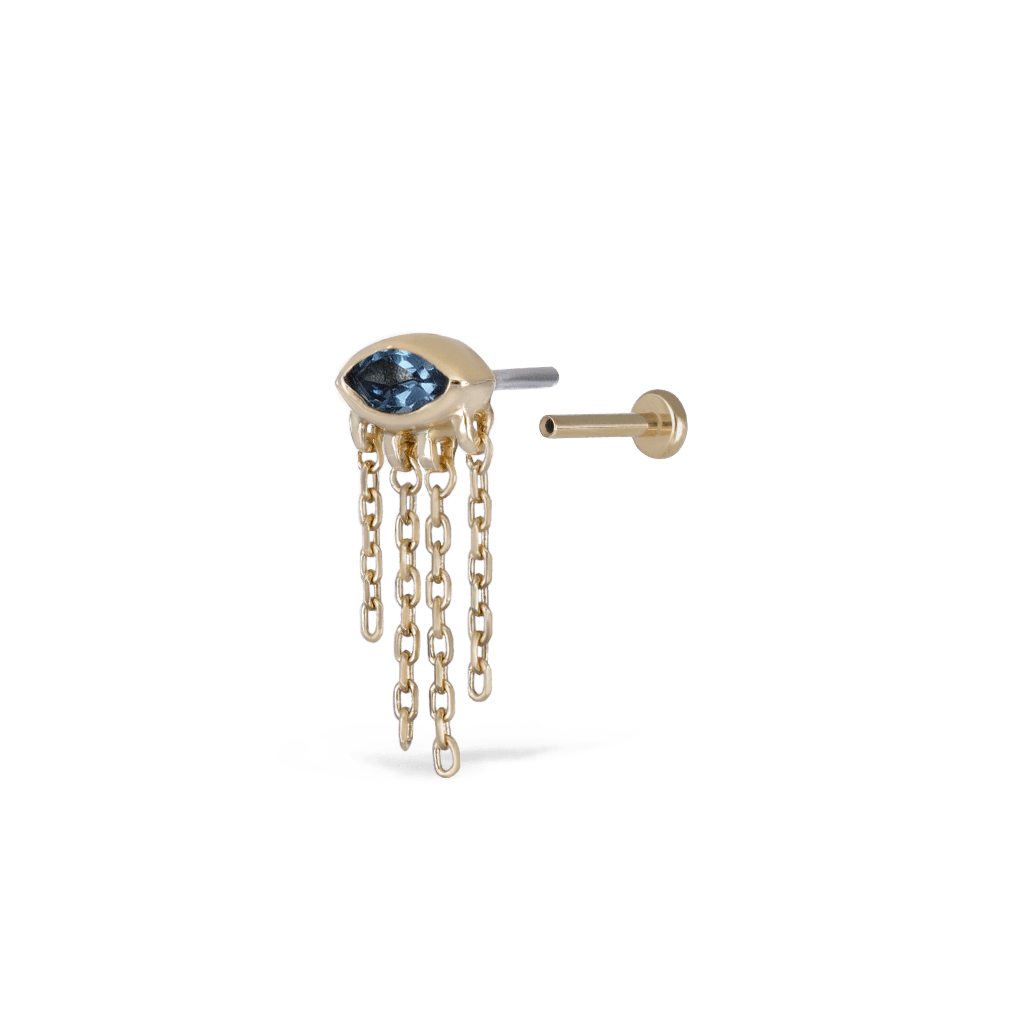 BEATTI Threadless Ends Misty Dew • 14K Solid Gold Natural Gemstone Threadless Stud Misty Dew • 14K Solid Gold Natural Gemstone Threadless Stud