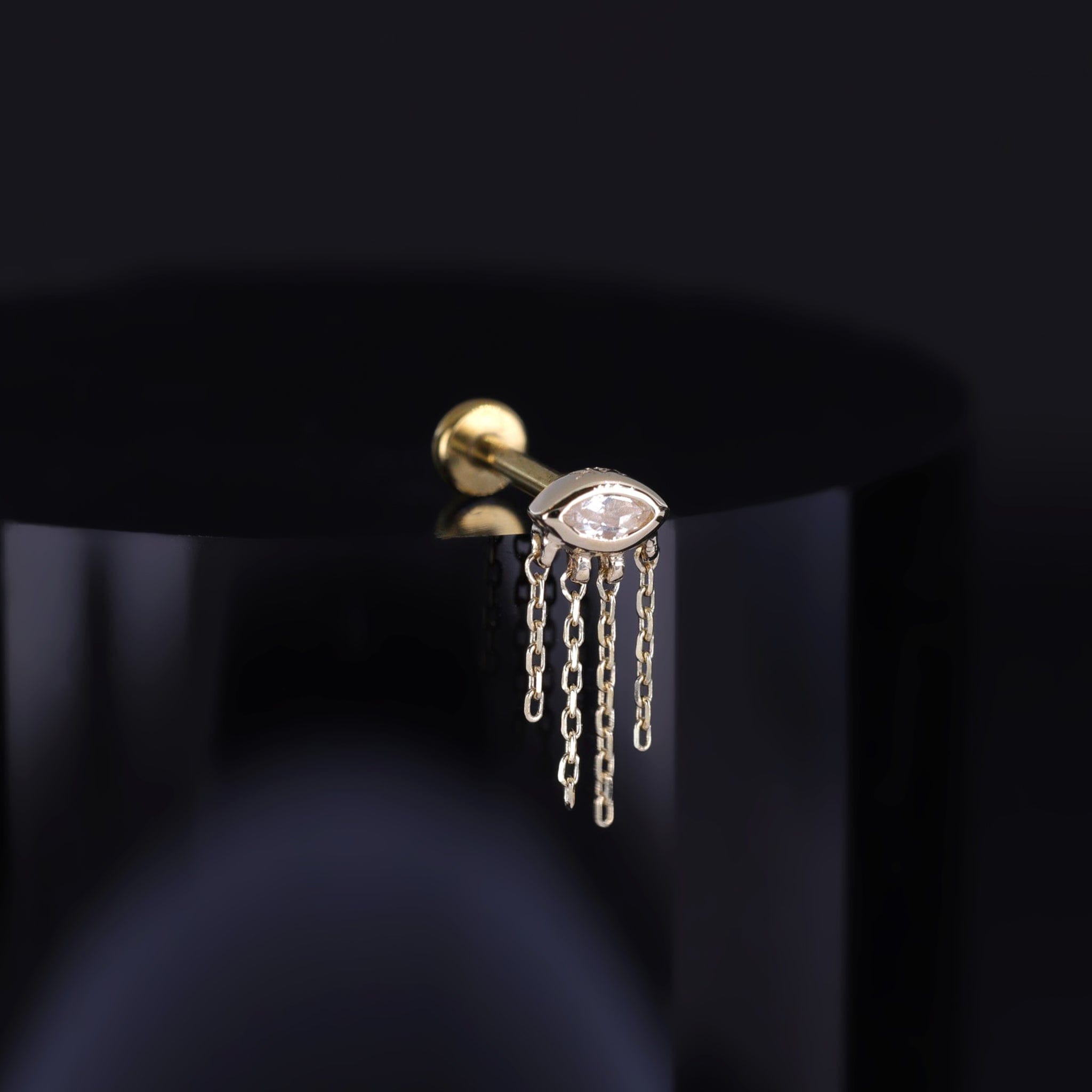 BEATTI Threadless Ends Misty Dew • 14K Solid Gold Natural Gemstone Threadless Stud Misty Dew • 14K Solid Gold Natural Gemstone Threadless Stud